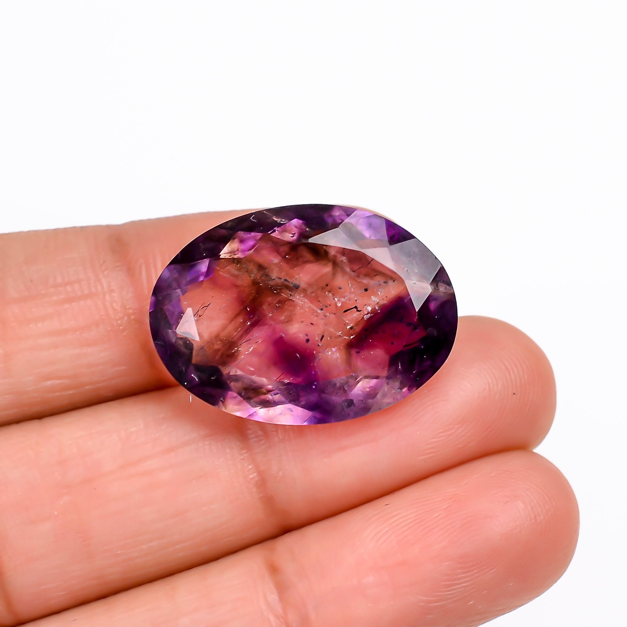 elestial hematite quartz oval shape cut stone loose gemstone