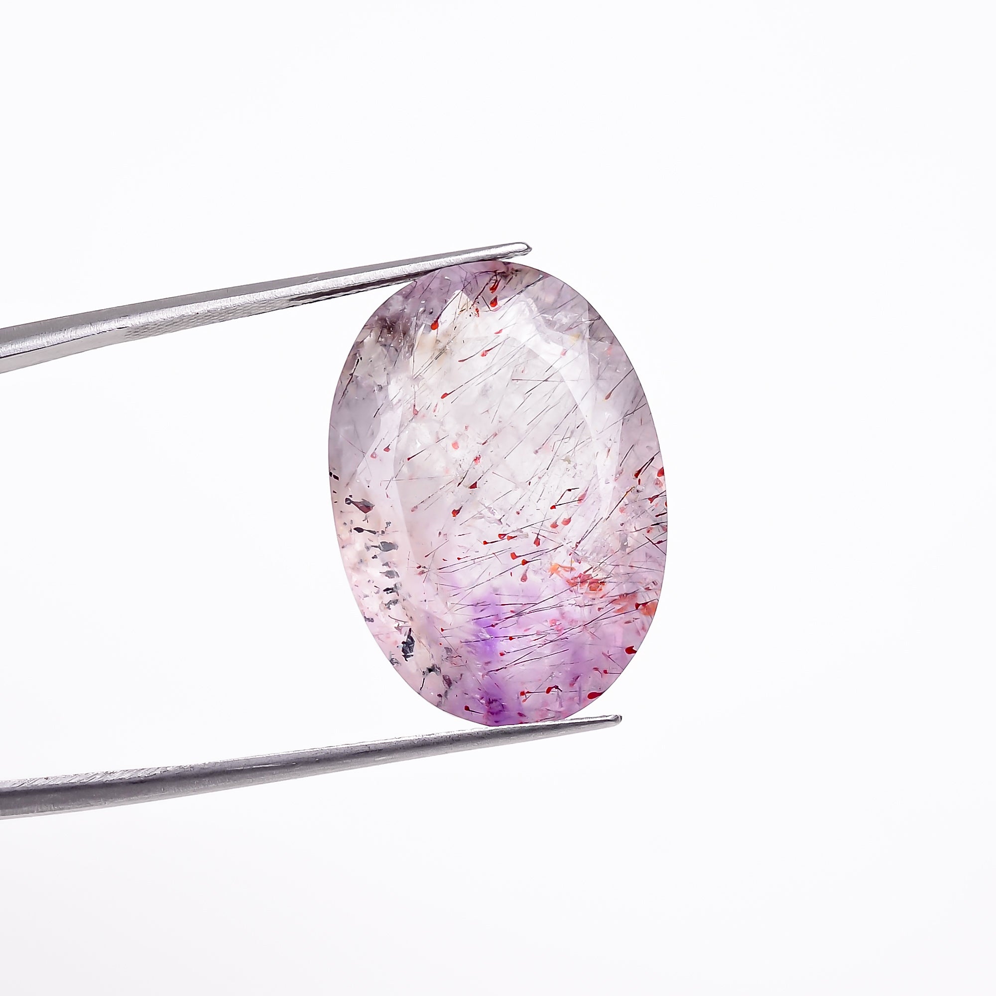 elestial hematite quartz oval shape cut stone loose gemstone