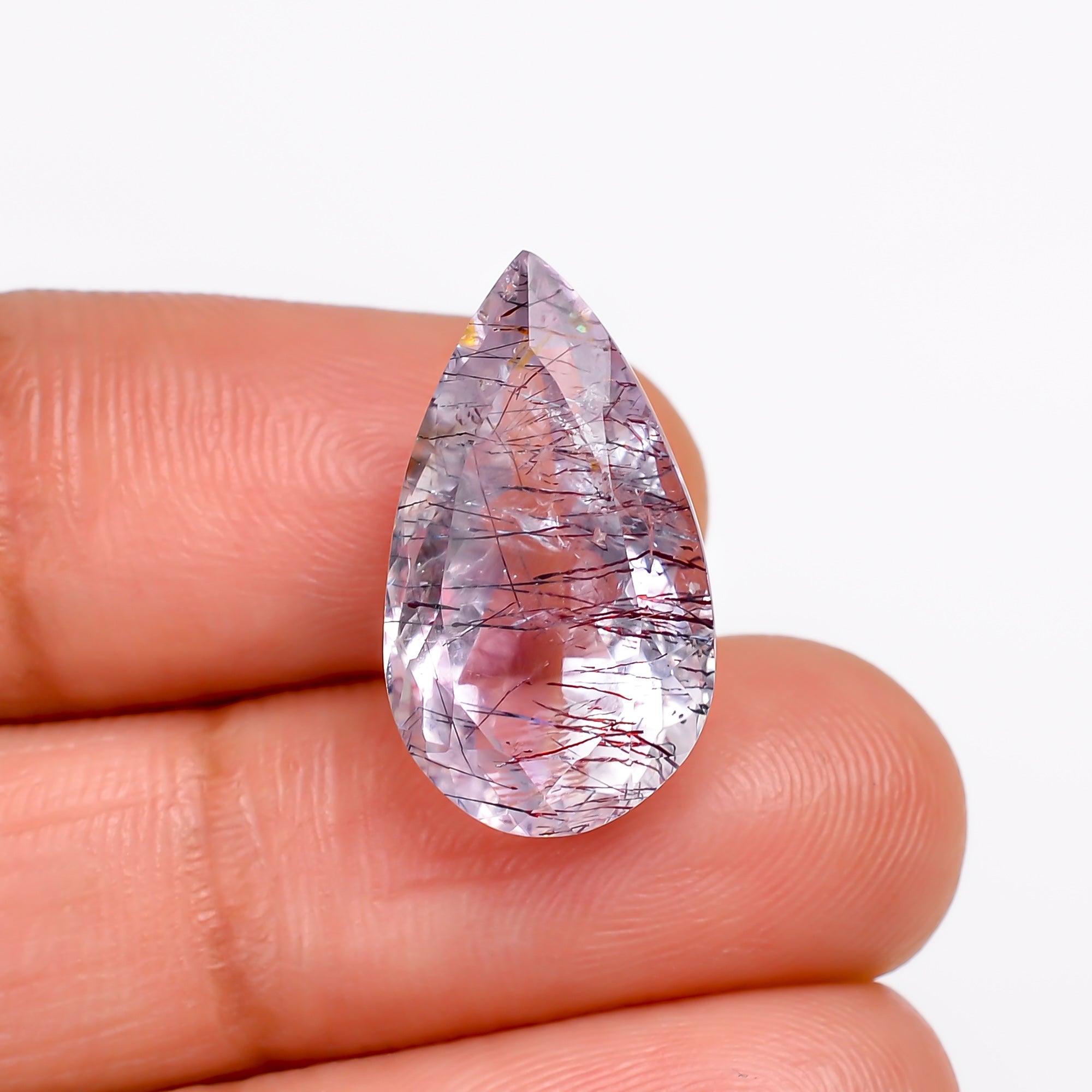 elestial hematite quartz pear shape cut stone loose gemstone