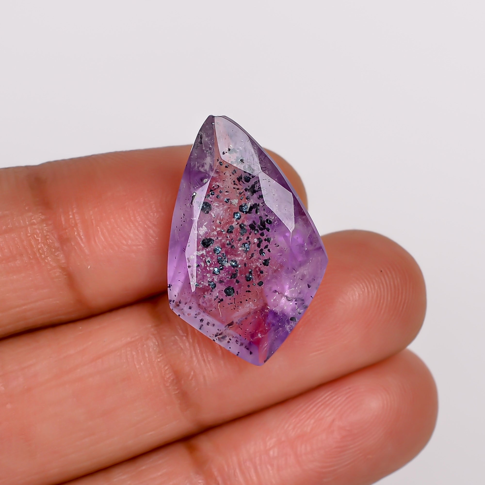 elestial hematite quartz shield shape cut stone loose gemstone