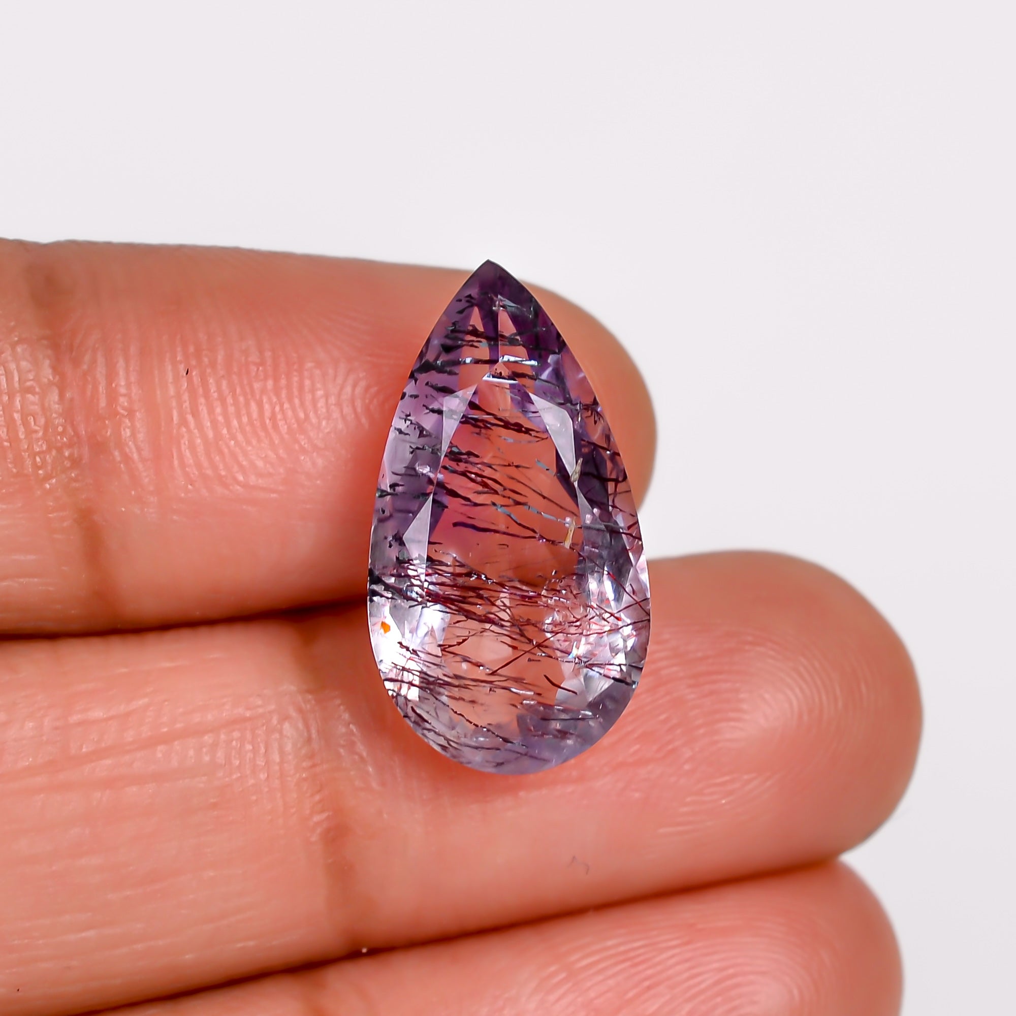 elestial hematite quartz pear shape cut stone loose gemstone