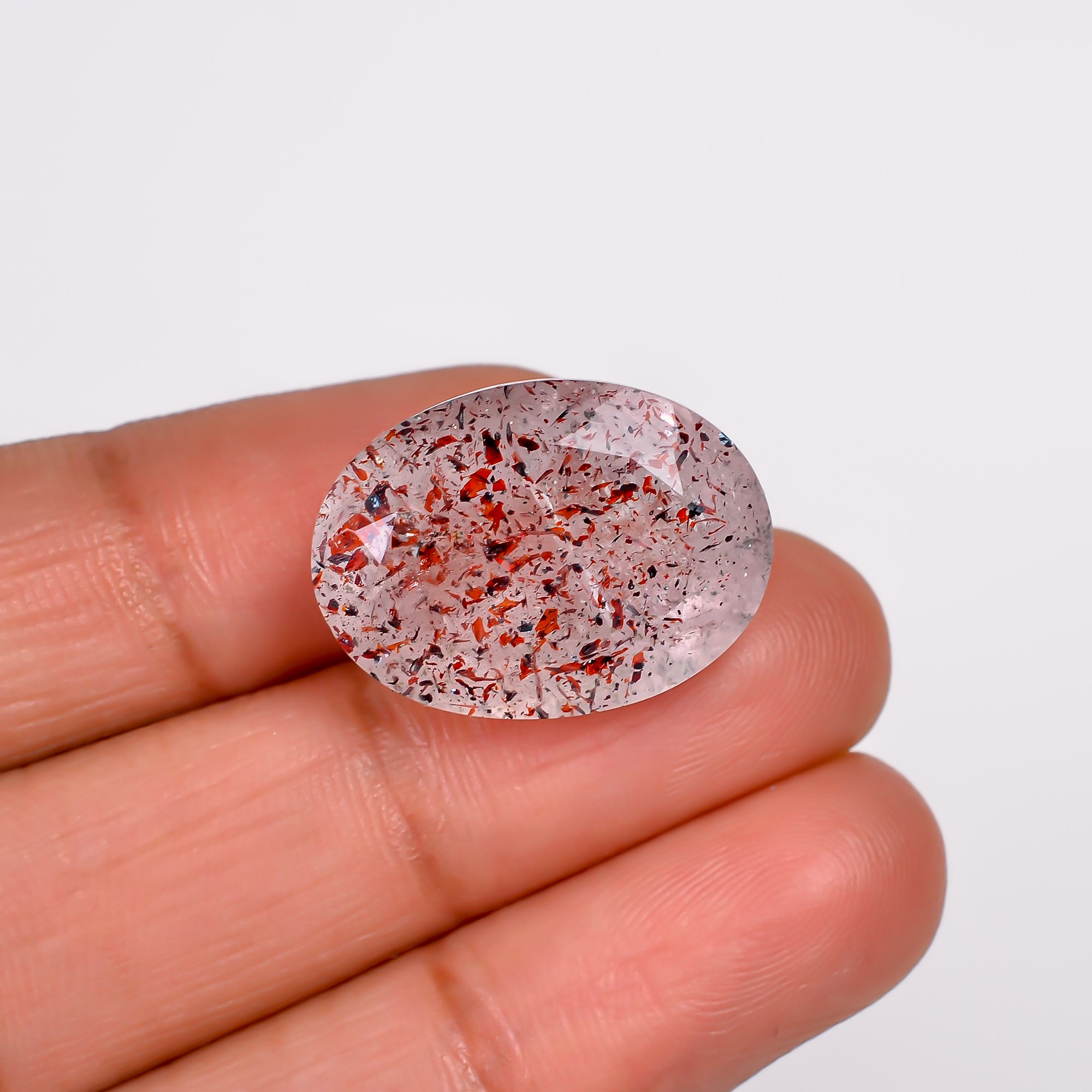 elestial quartz oval shape cut stone loose gemstone