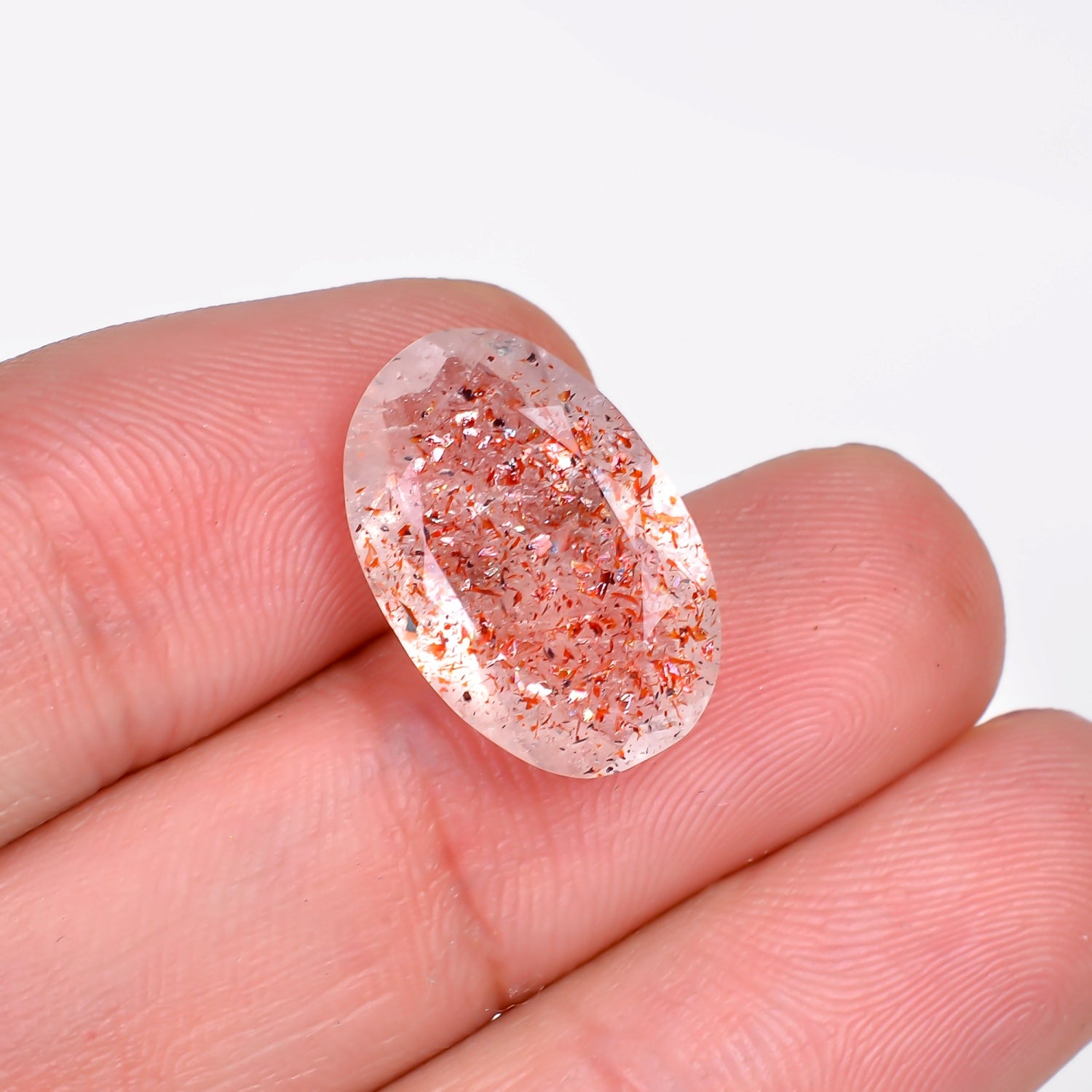 elestial hematite quartz oval shape cut stone loose gemstone