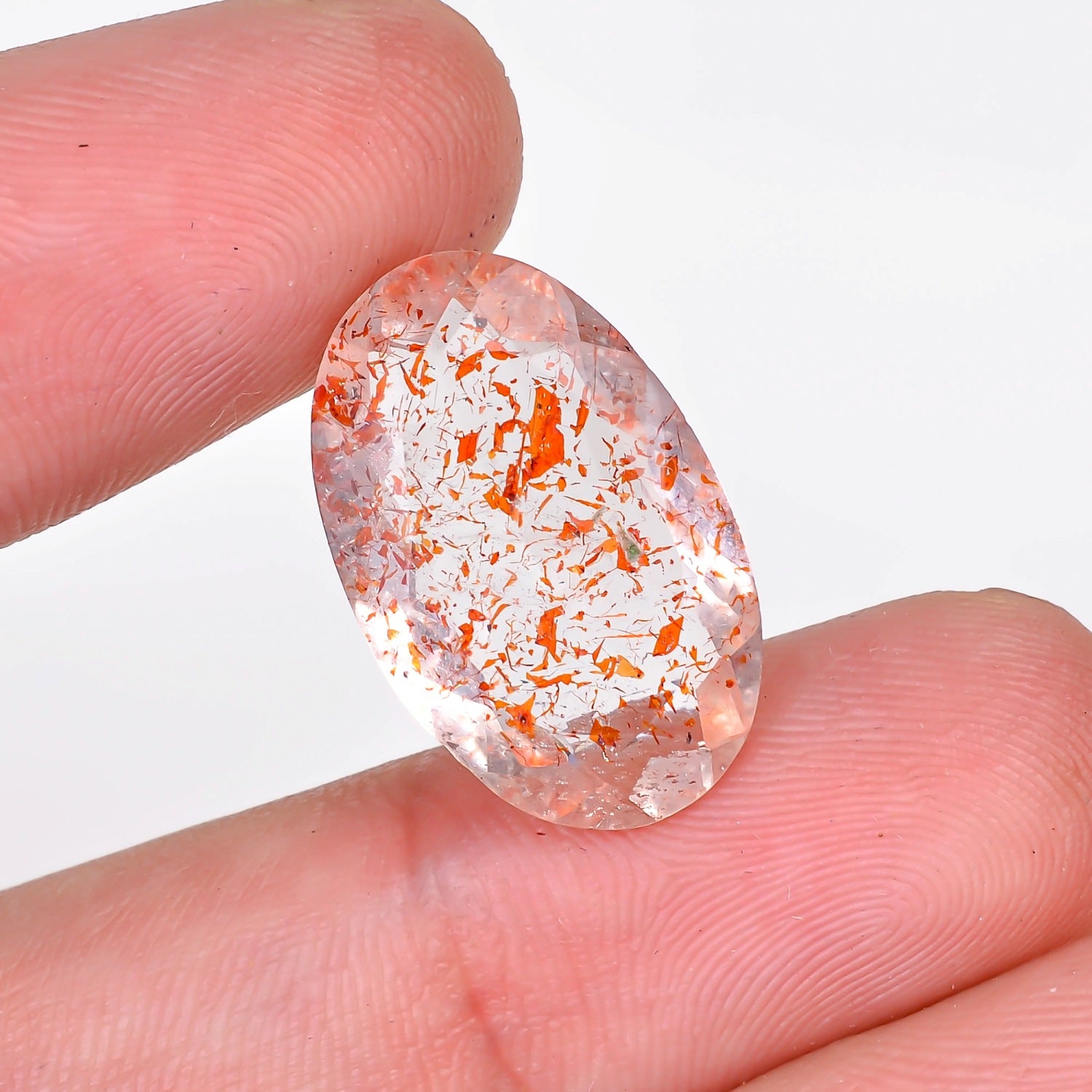 elestial hematite quartz oval shape cut stone loose gemstone