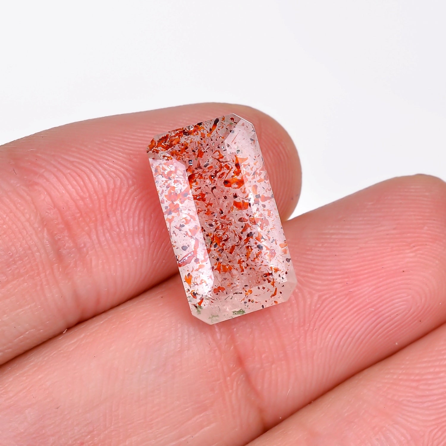 elestial hematite quartz radiant shape cut stone loose gemstone