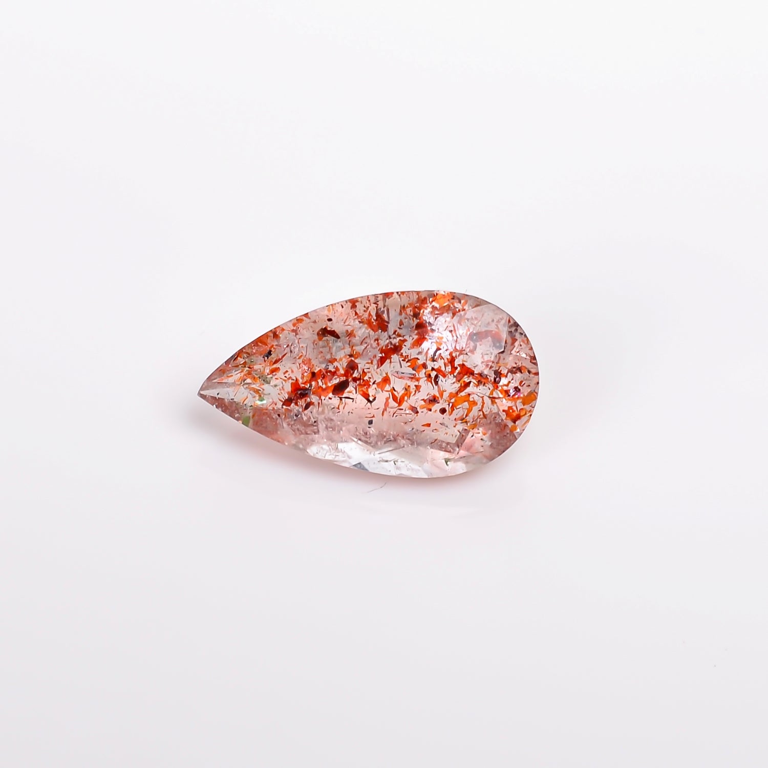 elestial hematite quartz pear shape cut stone loose gemstone