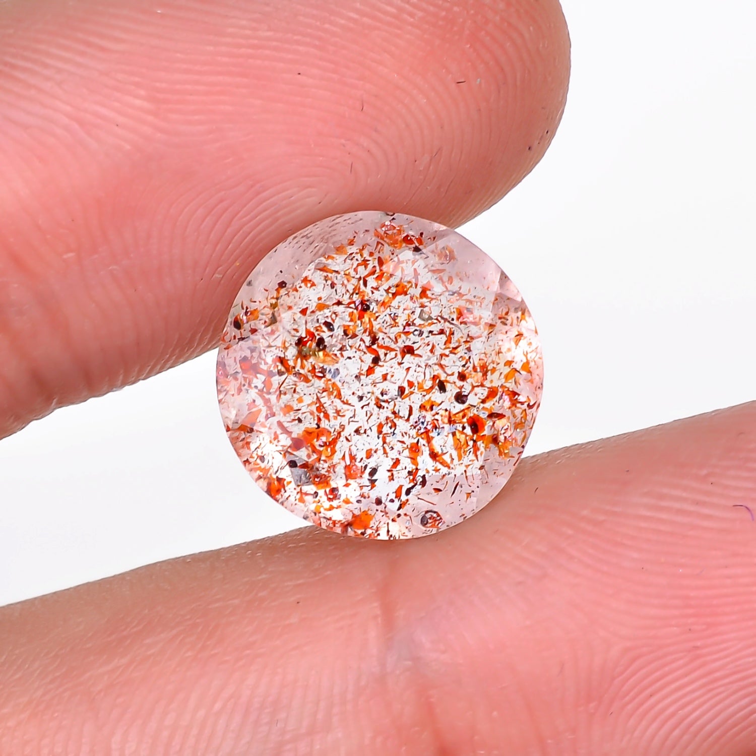 elestial hematite quartz round shape cut stone loose gemstone