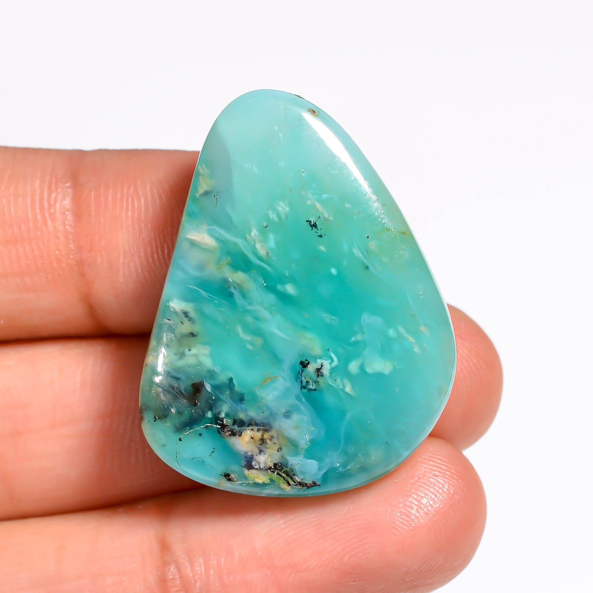 Peruvian Opal Fancy Shape Cabochon Loose Gemstone For Making Jewelry 32.5 Ct. 30X22X7 mm Y-9016