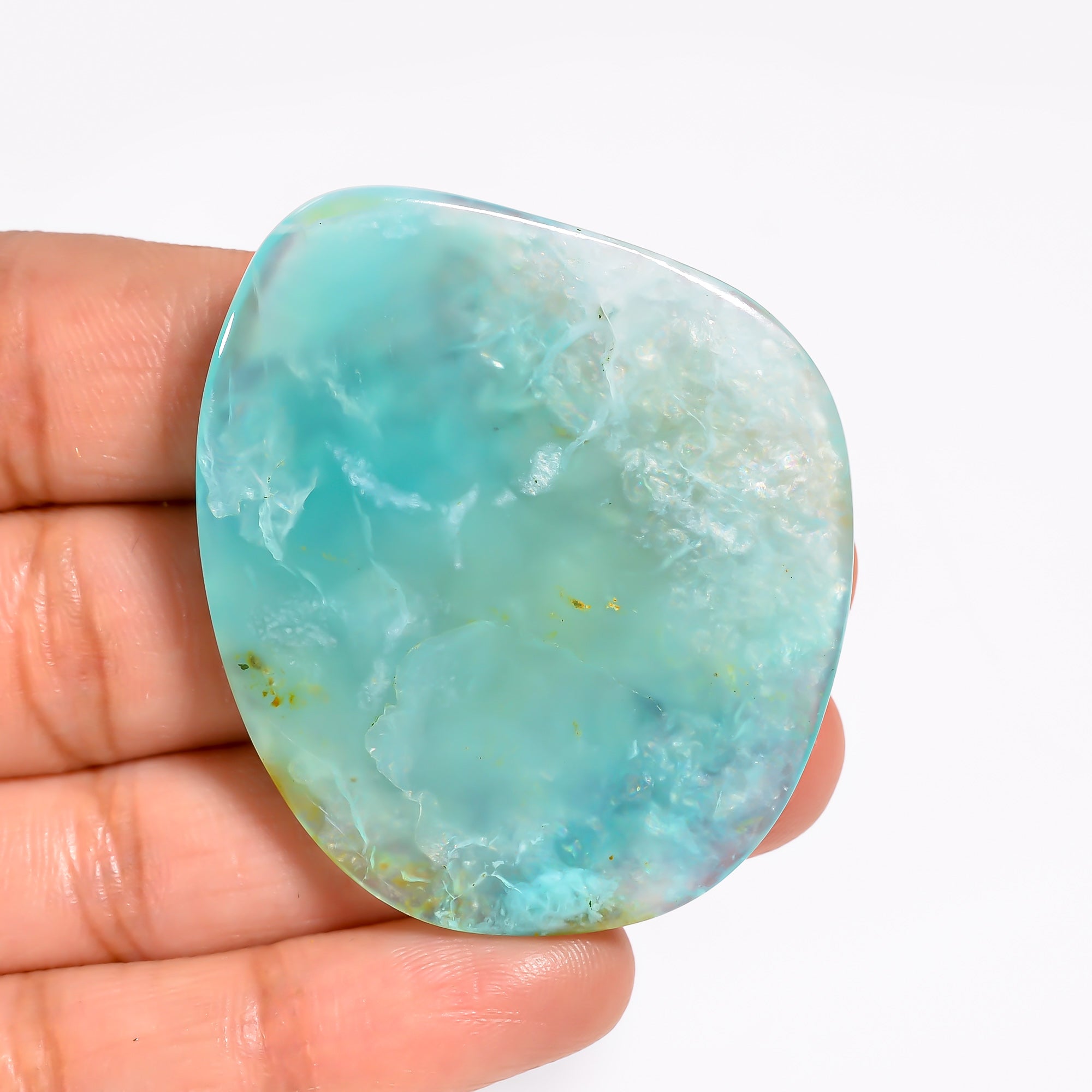 Peruvian Opal Fancy Shape Cabochon Loose Gemstone For Making Jewelry 53 Ct. 44X38X5 mm Y-9037