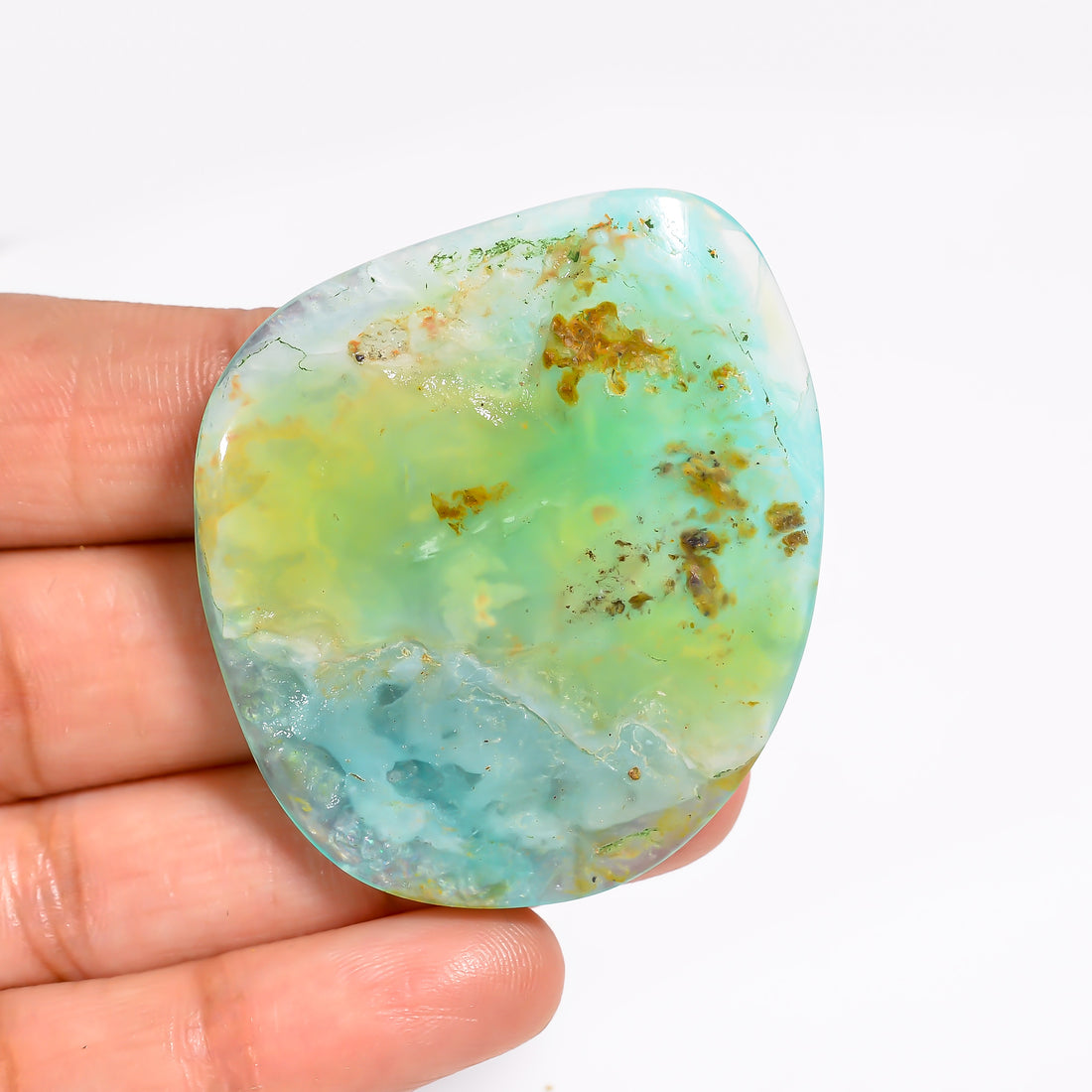 Peruvian Opal Fancy Shape Cabochon Loose Gemstone For Making Jewelry 53 Ct. 44X38X5 mm Y-9037