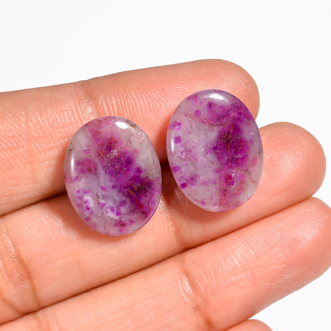 Sugilite Oval Shape Cabochon Loose Gemstone Pair For Making Earrings 14.5 Ct. 16X13X4 mm Y-9083