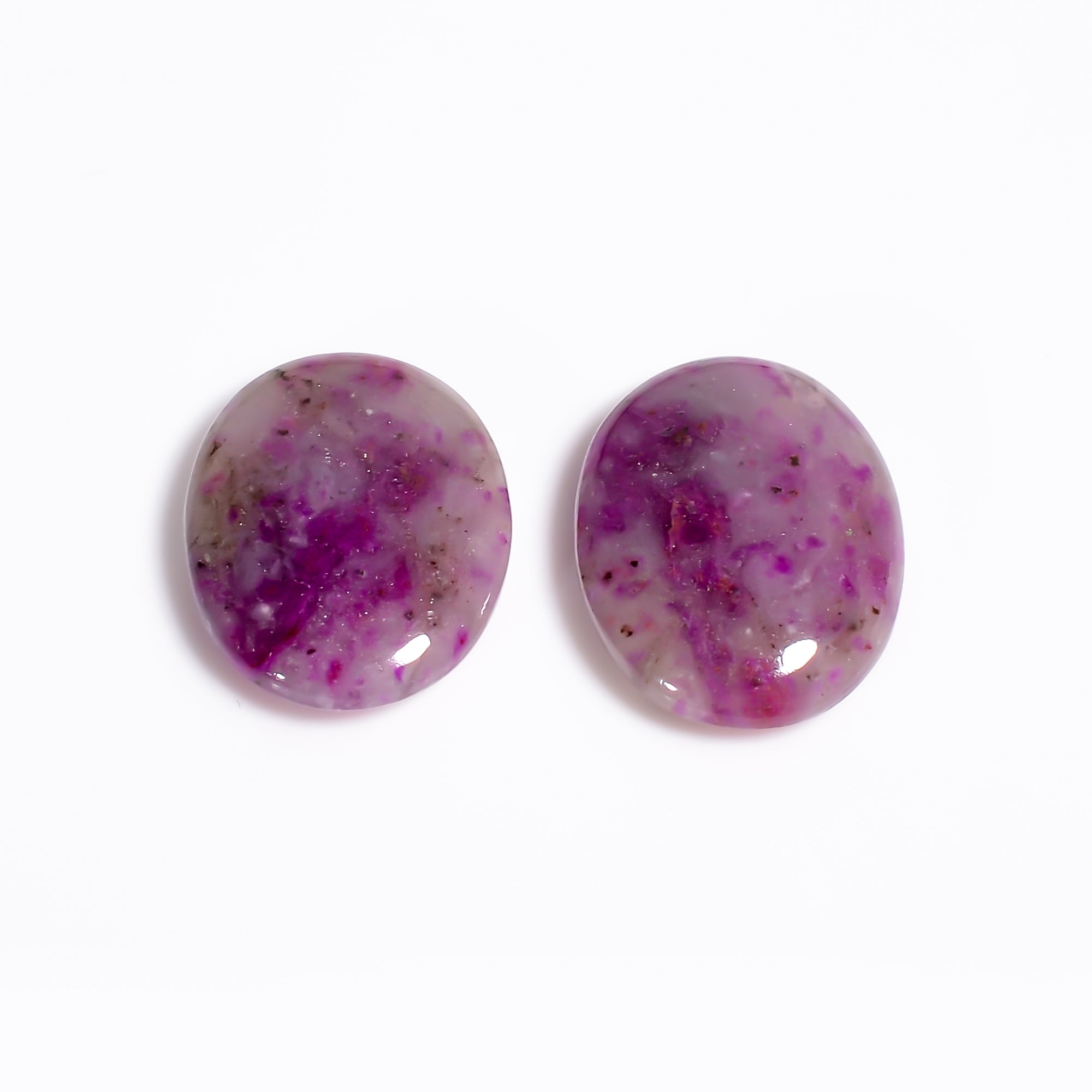 Sugilite Oval Shape Cabochon Loose Gemstone Pair For Making Earrings 14.5 Ct. 16X13X4 mm Y-9083