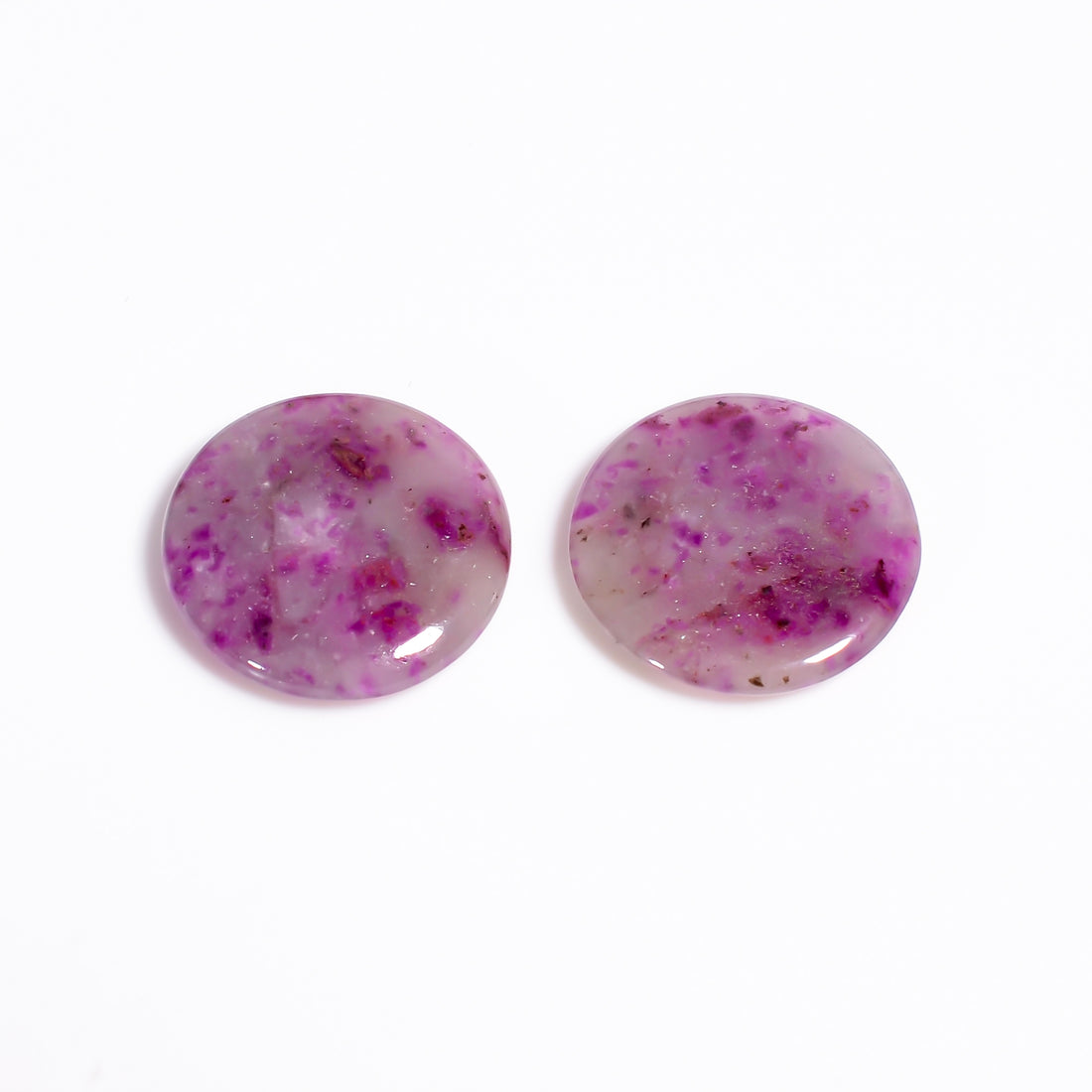 Sugilite Round Shape Cabochon Loose Gemstone Pair For Making Earrings 14.5 Ct. 16X16X3 mm Y-9085