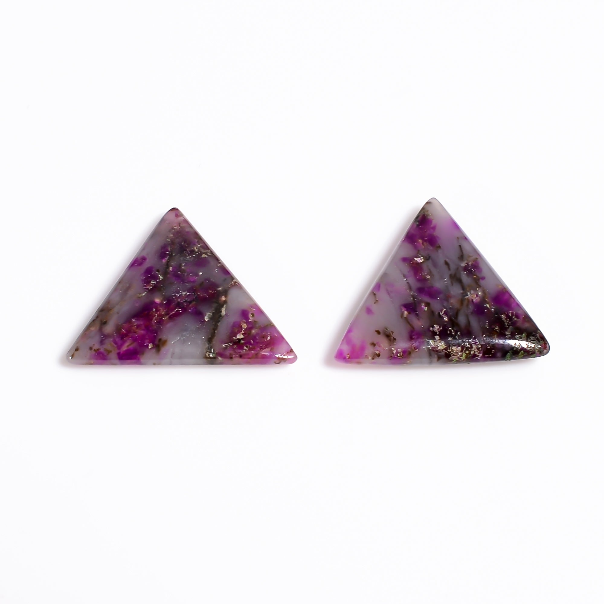 Sugilite Triangle Shape Cabochon Loose Gemstone Pair For Making Earrings 7.5 Ct. 15X15X2 mm Y-9086