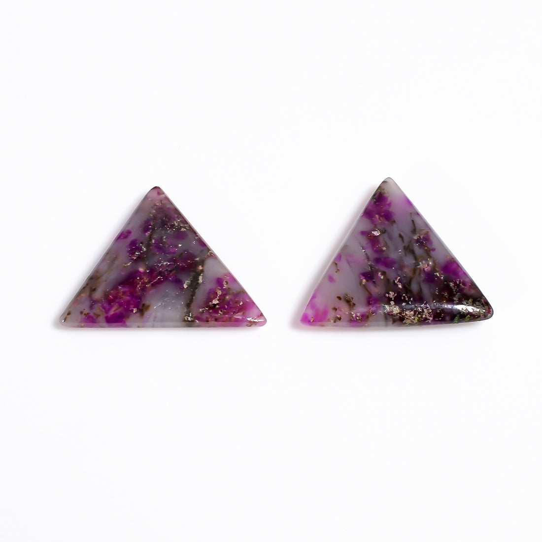 Sugilite Triangle Shape Cabochon Loose Gemstone Pair For Making Earrings 7.5 Ct. 15X15X2 mm Y-9086