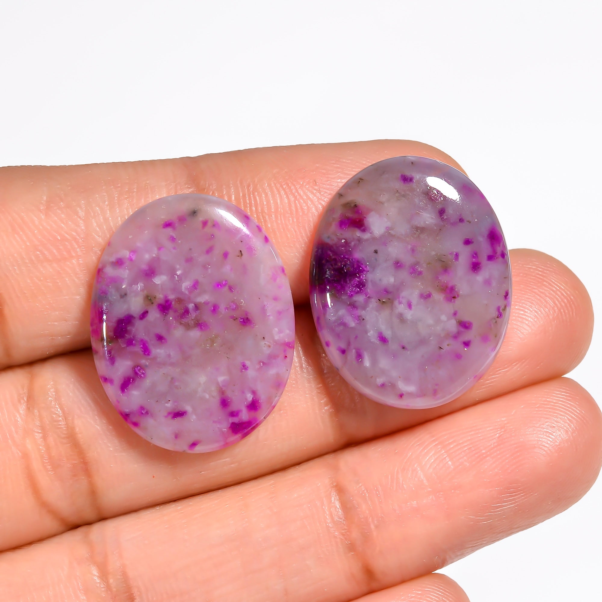 Sugilite Oval Shape Cabochon Loose Gemstone Pair For Making Earrings 19.5 Ct. 21X17X3 mm Y-9087