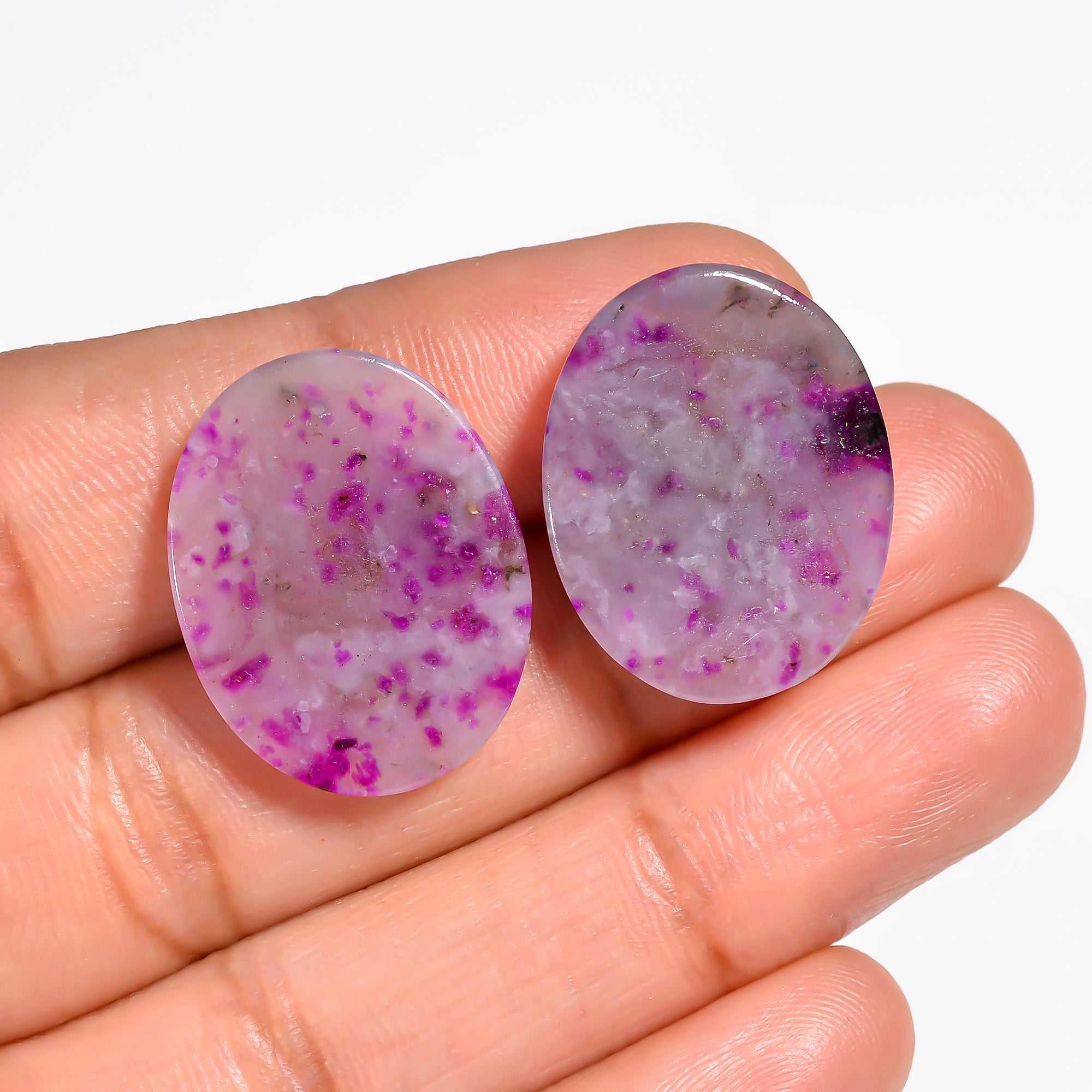 Sugilite Oval Shape Cabochon Loose Gemstone Pair For Making Earrings 19.5 Ct. 21X17X3 mm Y-9087