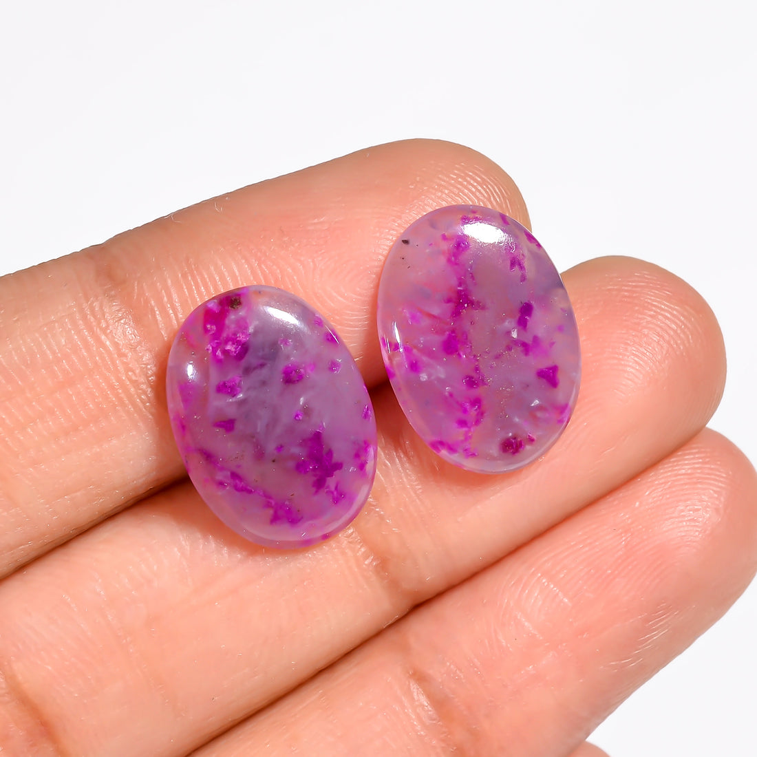 Sugilite Oval Shape Cabochon Loose Gemstone Pair For Making Earrings 8 Ct. 15X11X3 mm Y-9089