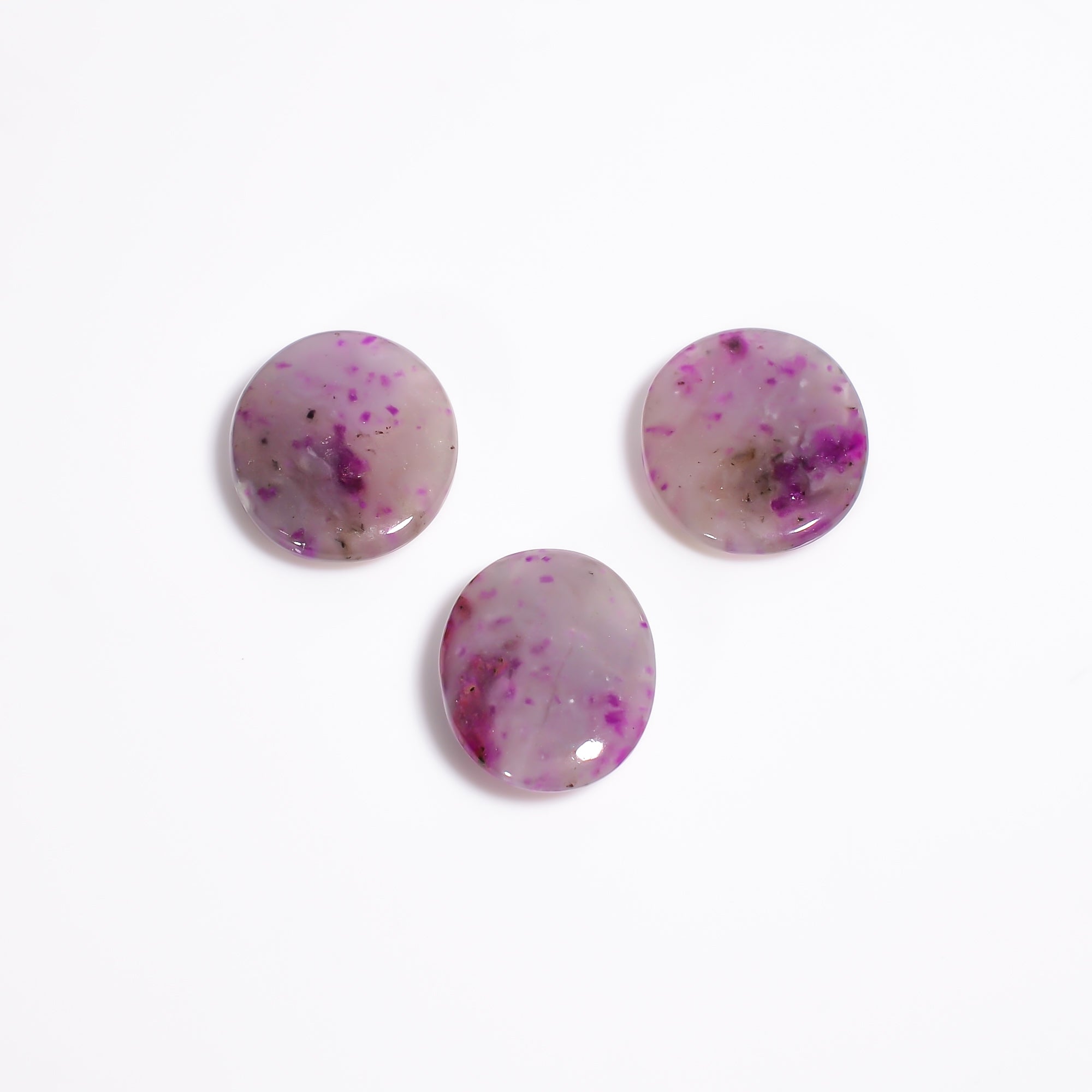 Sugilite Oval Shape Cabochon Loose Gemstone 3 Pcs For Making Earrings 22.5 Ct. 17X13 17X14 mm Y-9090