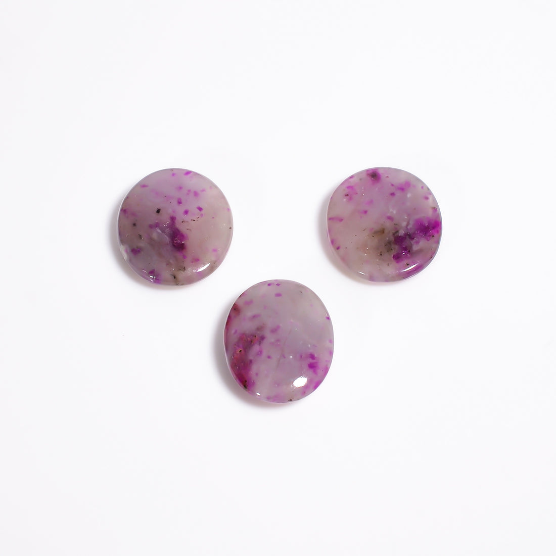 Sugilite Oval Shape Cabochon Loose Gemstone 3 Pcs For Making Earrings 22.5 Ct. 17X13 17X14 mm Y-9090