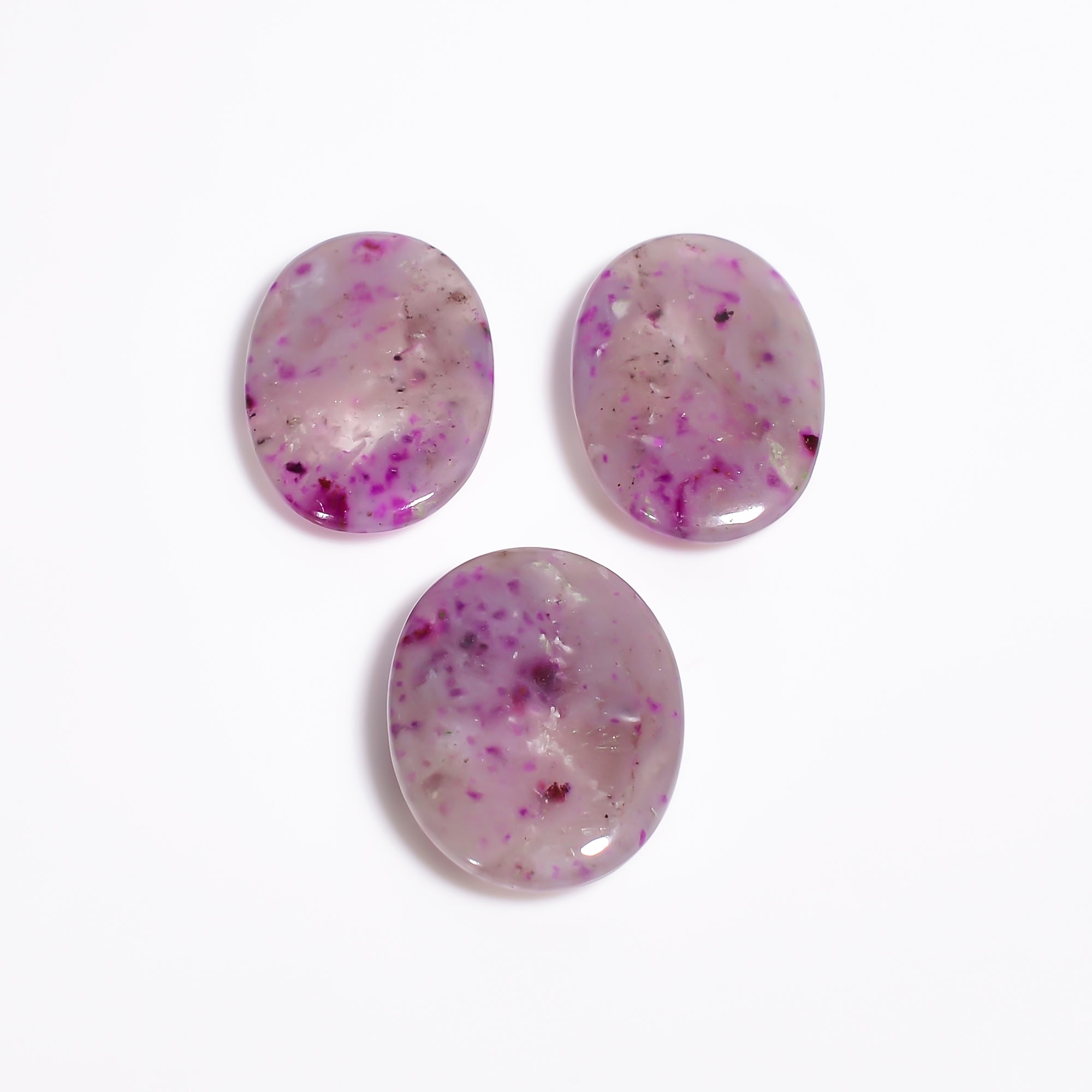 Sugilite Oval Shape Cabochon Loose Gemstone 3 Pcs For Making Earrings 35.5 Ct. 21X14 22X17 mm Y-9092