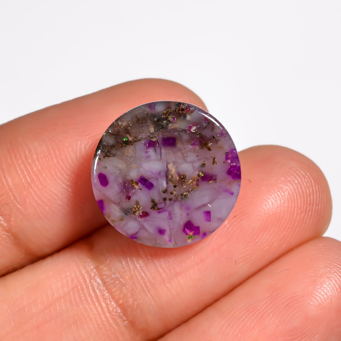 Sugilite Round Shape Cabochon Loose Gemstone For Making Jewelry 8 Ct. 14X14X5 mm Y-9094
