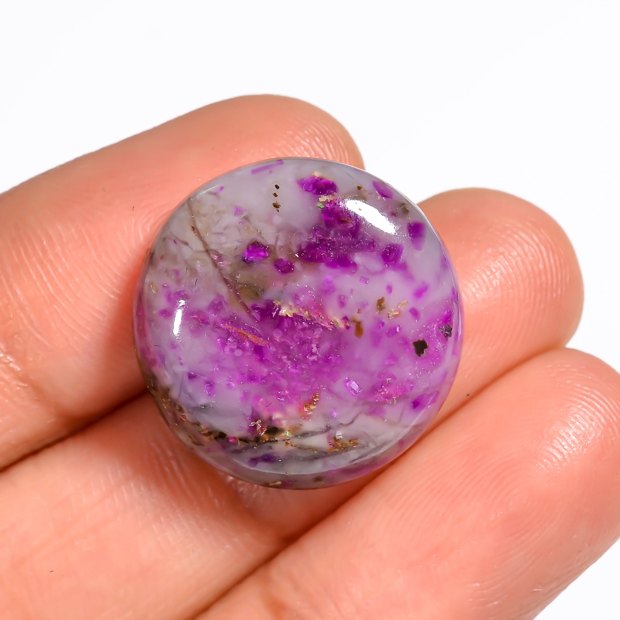Sugilite Round Shape Cabochon Loose Gemstone For Making Jewelry 17.5 Ct. 19X19X5 mm Y-9098