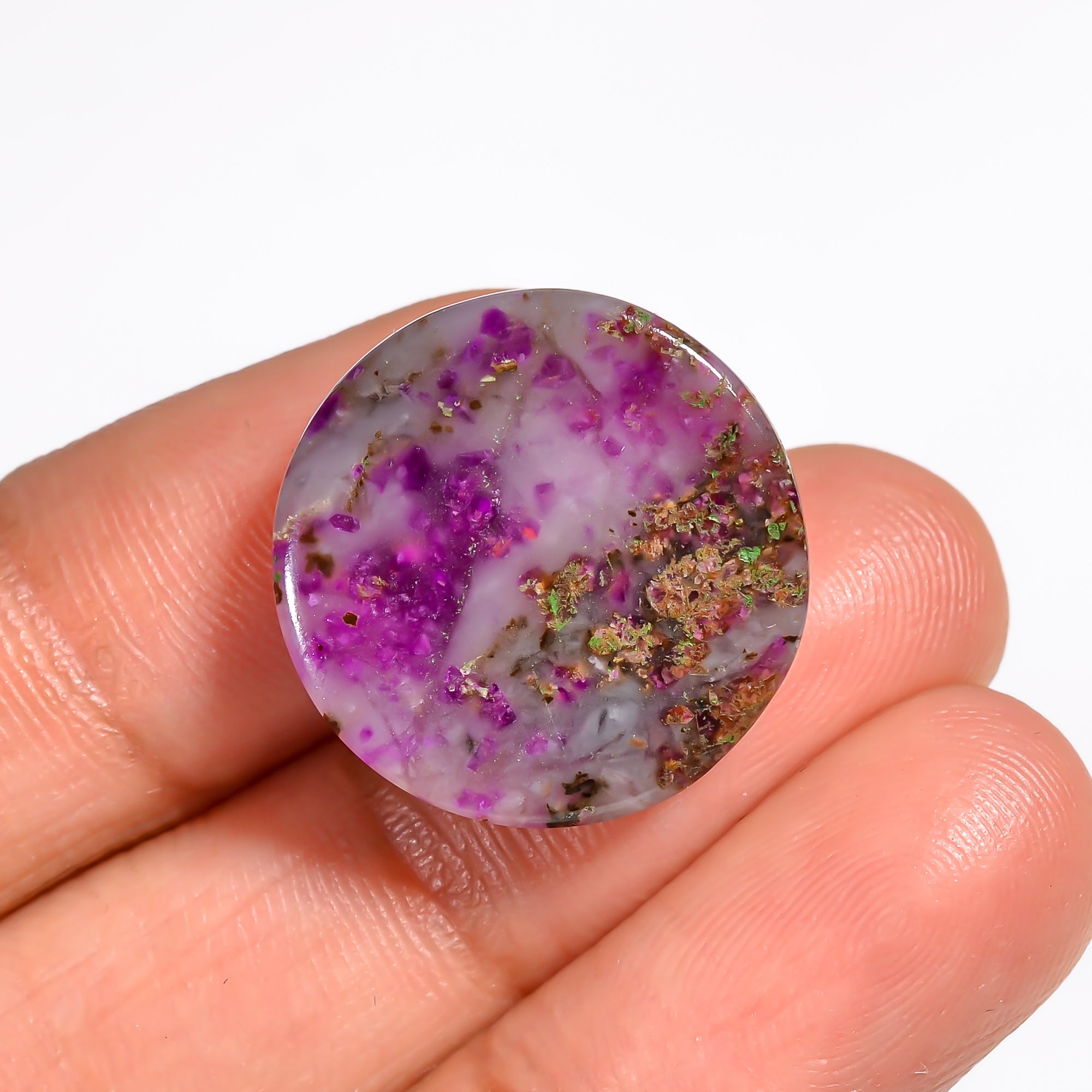 Sugilite Round Shape Cabochon Loose Gemstone For Making Jewelry 17.5 Ct. 19X19X5 mm Y-9098