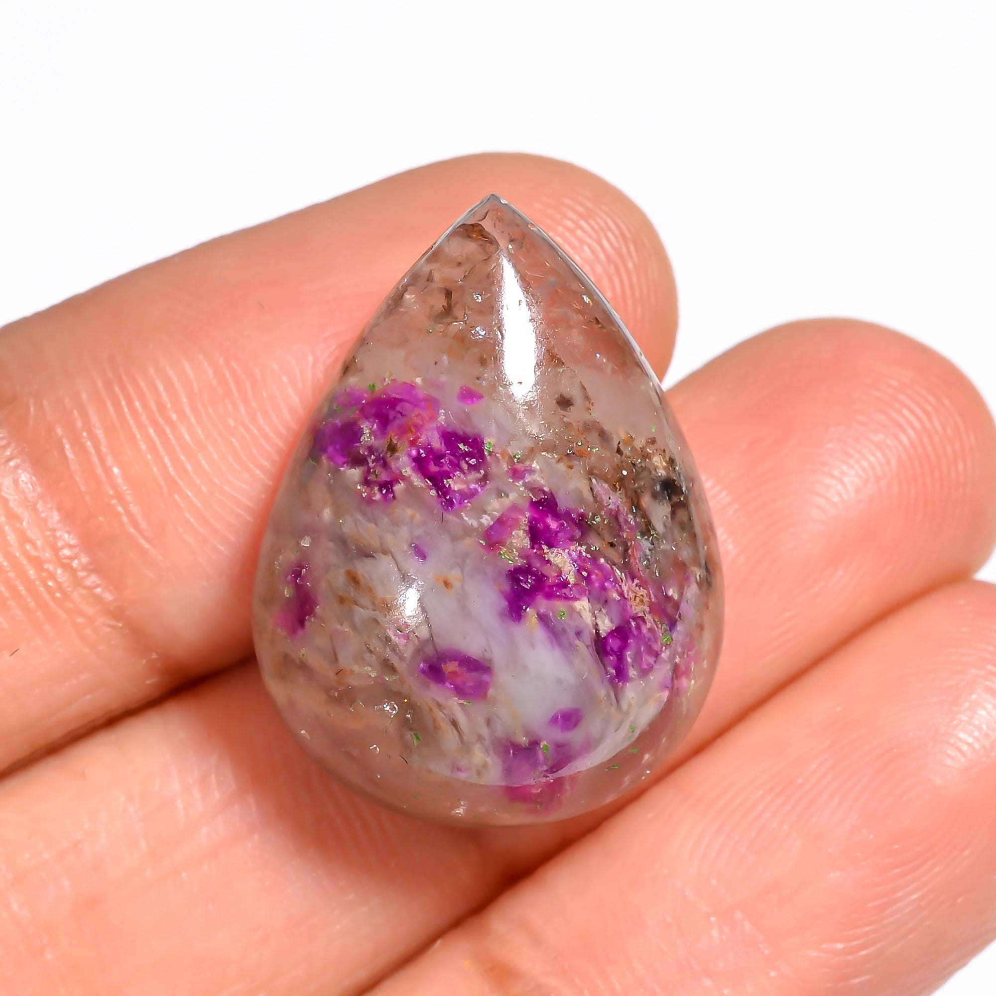 Sugilite Pear Shape Cabochon Loose Gemstone For Making Jewelry 18.5 Ct. 22X16X7 mm Y-9101