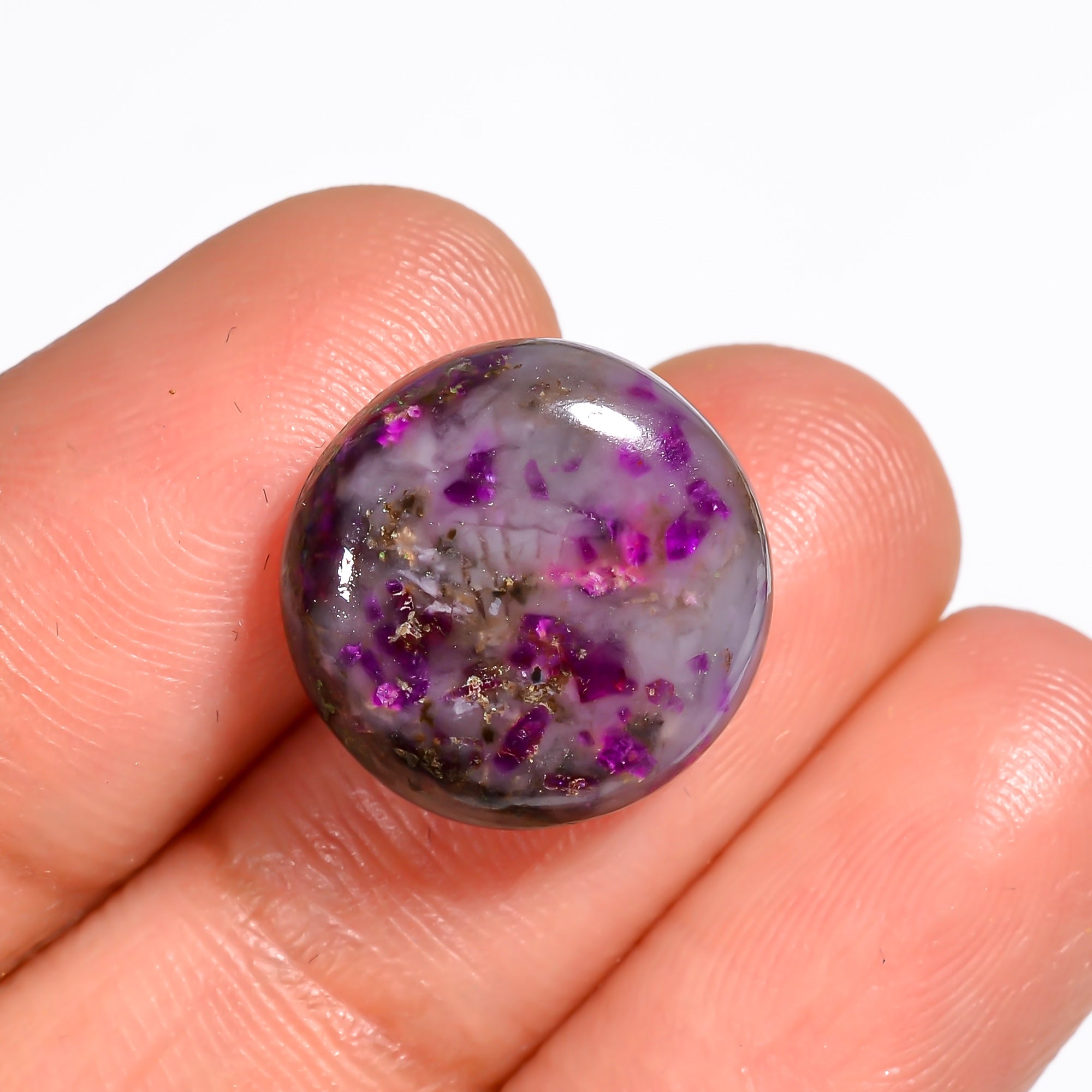 Sugilite Round Shape Cabochon Loose Gemstone For Making Jewelry 9.5 Ct. 15X15X5 mm Y-9103