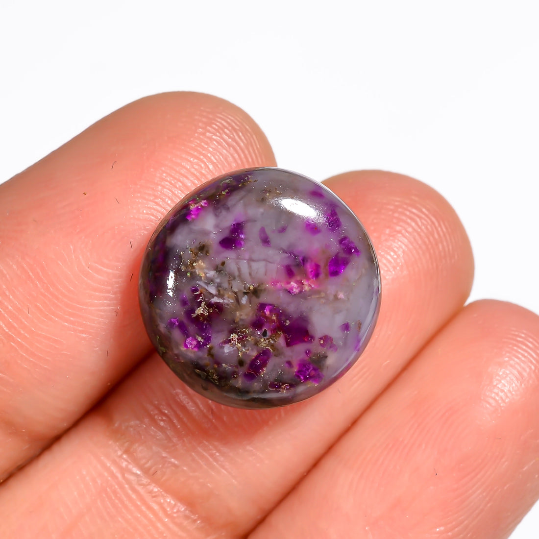 Sugilite Round Shape Cabochon Loose Gemstone For Making Jewelry 9.5 Ct. 15X15X5 mm Y-9103