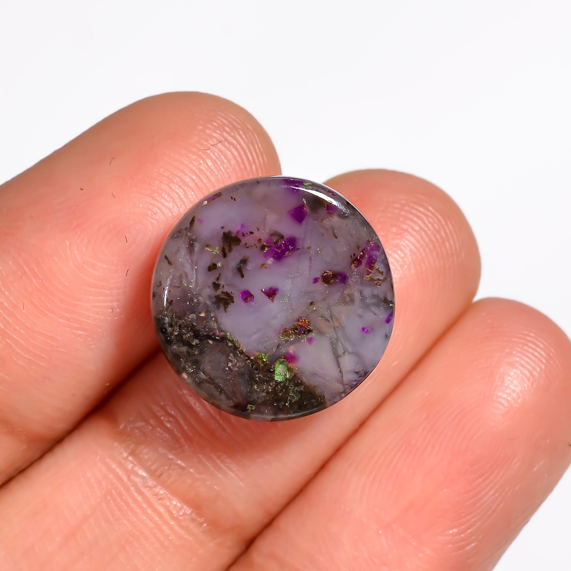 Sugilite Round Shape Cabochon Loose Gemstone For Making Jewelry 9.5 Ct. 15X15X5 mm Y-9103