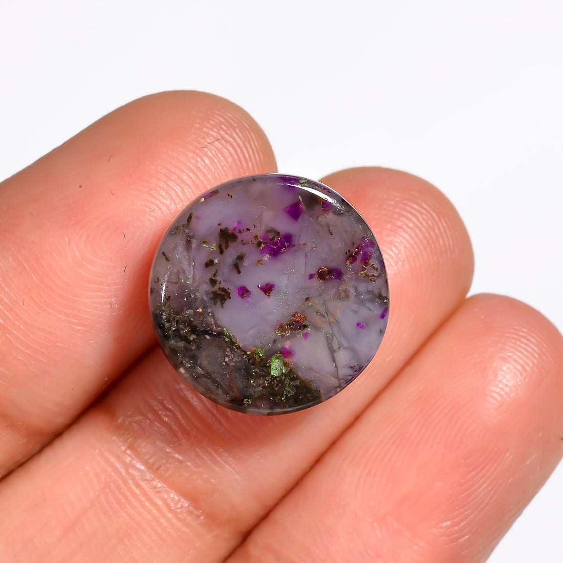 Sugilite Round Shape Cabochon Loose Gemstone For Making Jewelry 9.5 Ct. 15X15X5 mm Y-9103