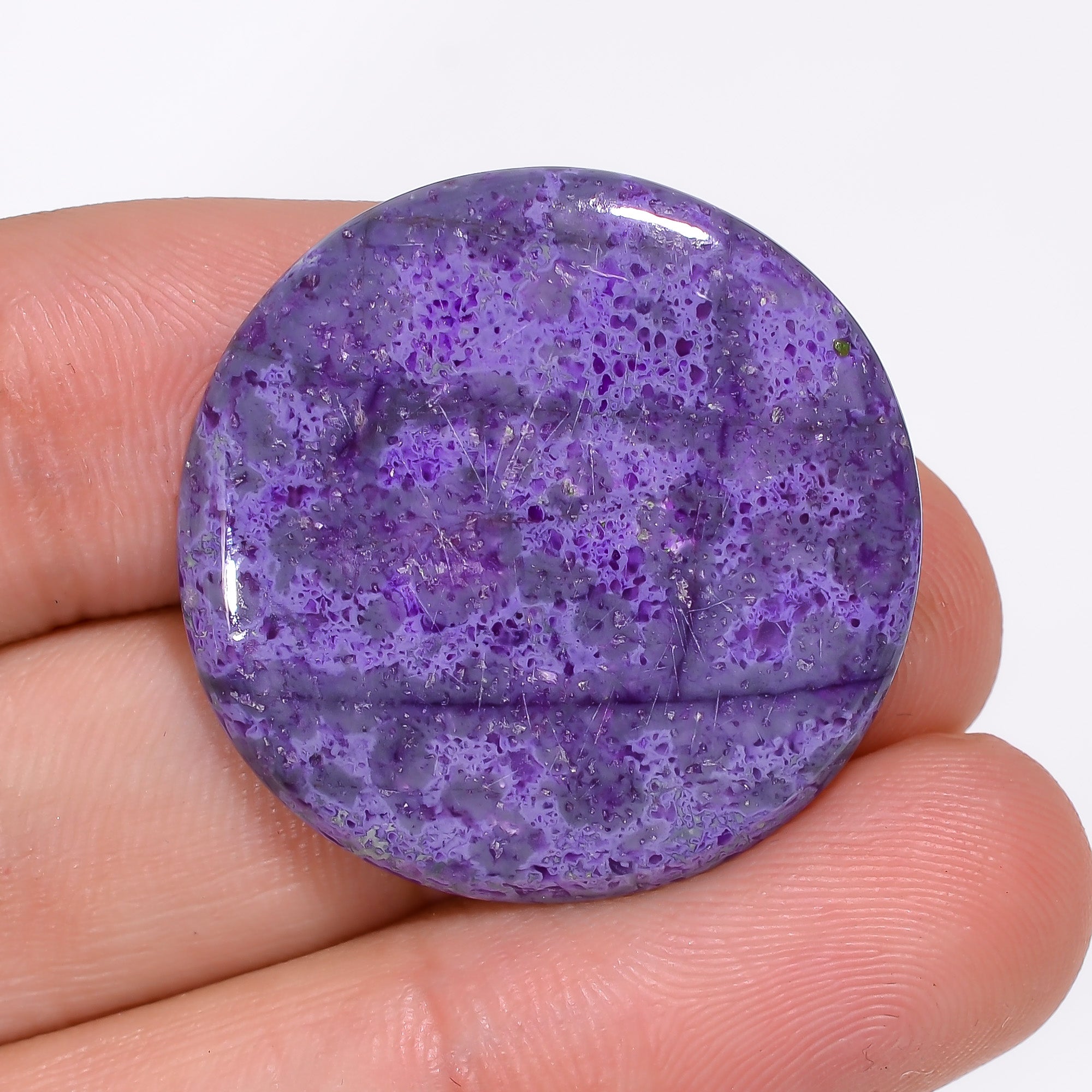 Sugilite Round Shape Cabochon Loose Gemstone For Making Jewelry 22 Ct. 28X28X3 mm Y-9304