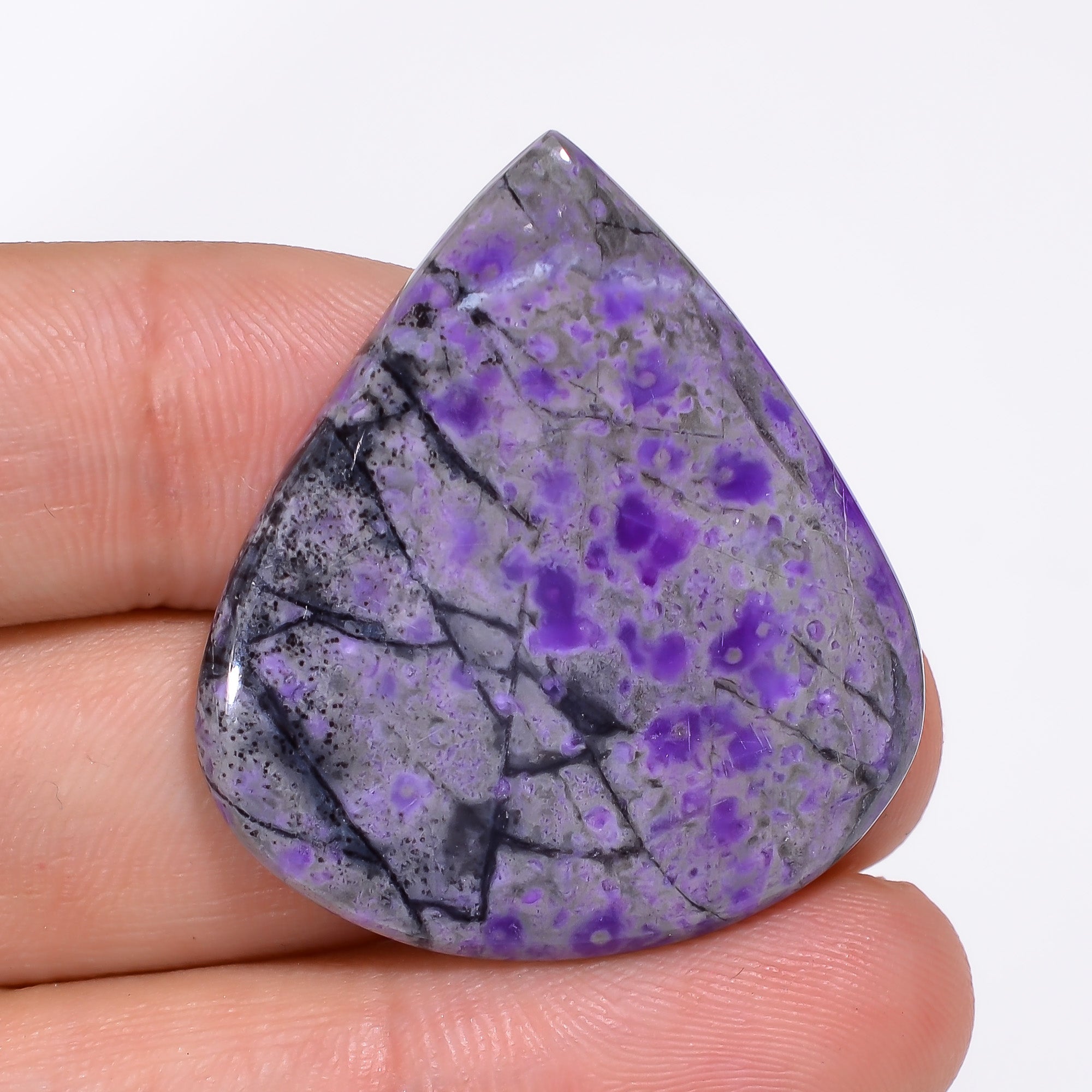 Sugilite Pear Shape Cabochon Loose Gemstone For Making Jewelry 31.5 Ct. 35X30X3 mm Y-9313
