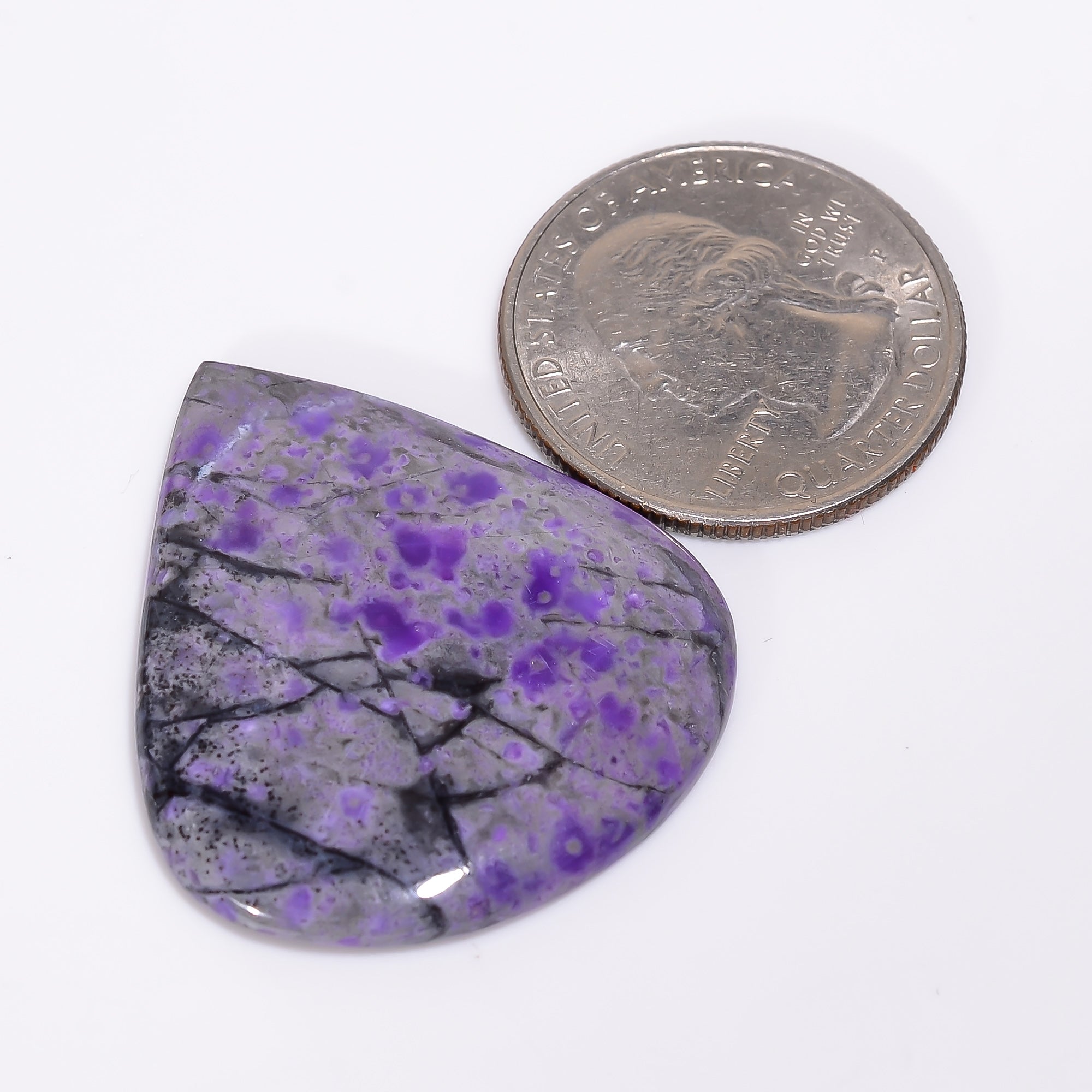 Sugilite Pear Shape Cabochon Loose Gemstone For Making Jewelry 31.5 Ct. 35X30X3 mm Y-9313