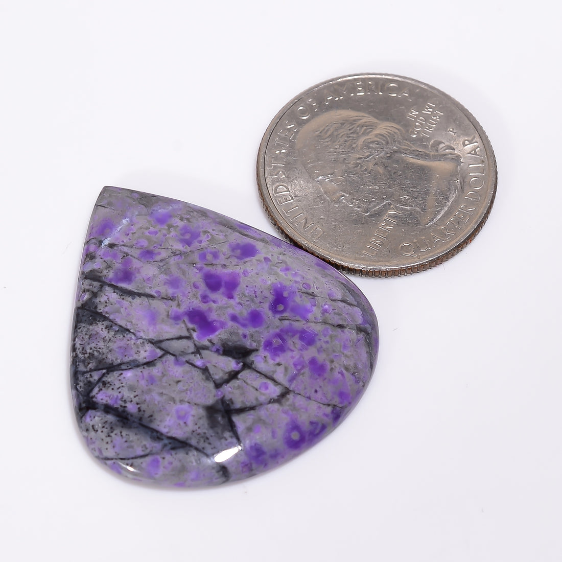 Sugilite Pear Shape Cabochon Loose Gemstone For Making Jewelry 31.5 Ct. 35X30X3 mm Y-9313