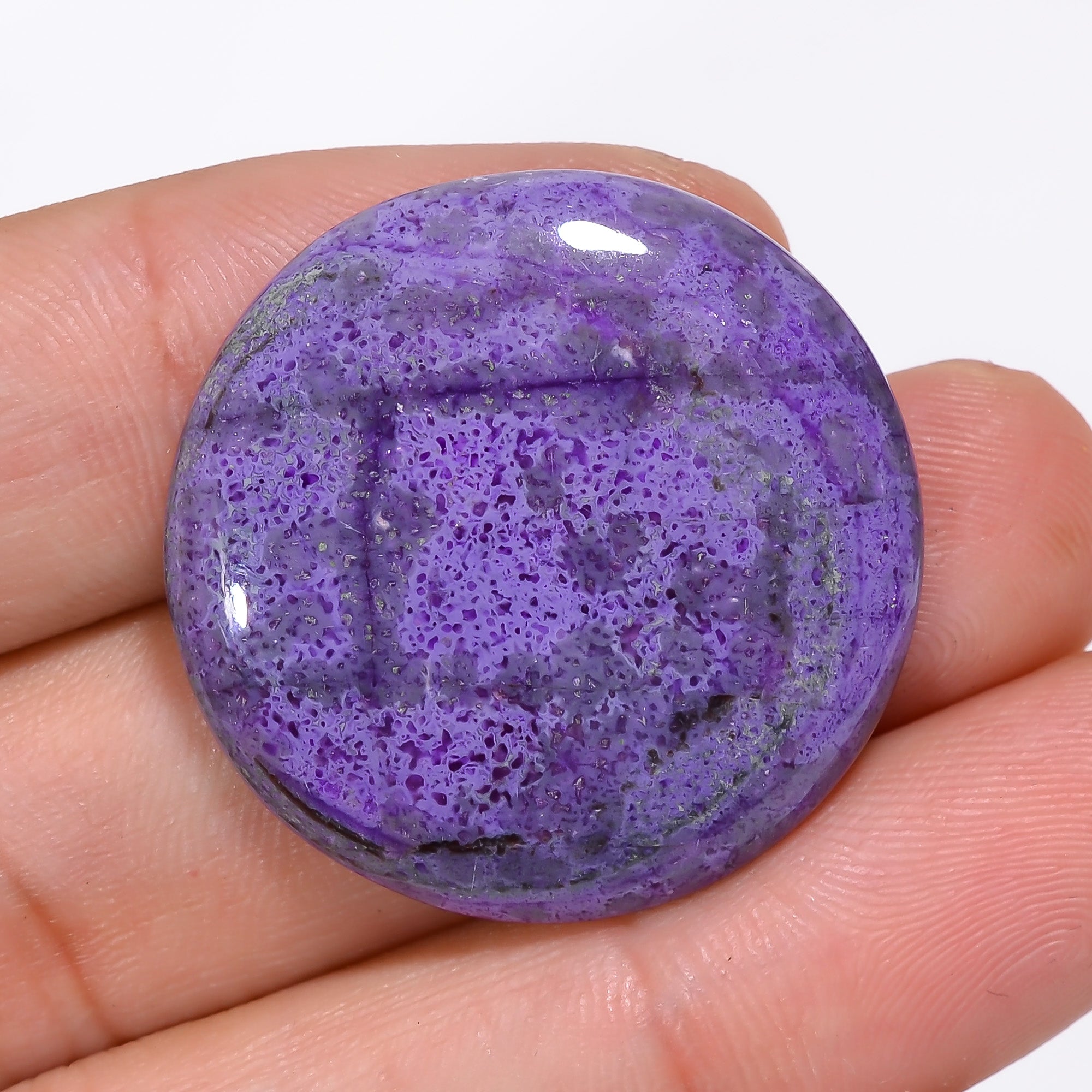 Sugilite Round Shape Cabochon Loose Gemstone For Making Jewelry 34.5 Ct. 28X28X5 mm Y-9320