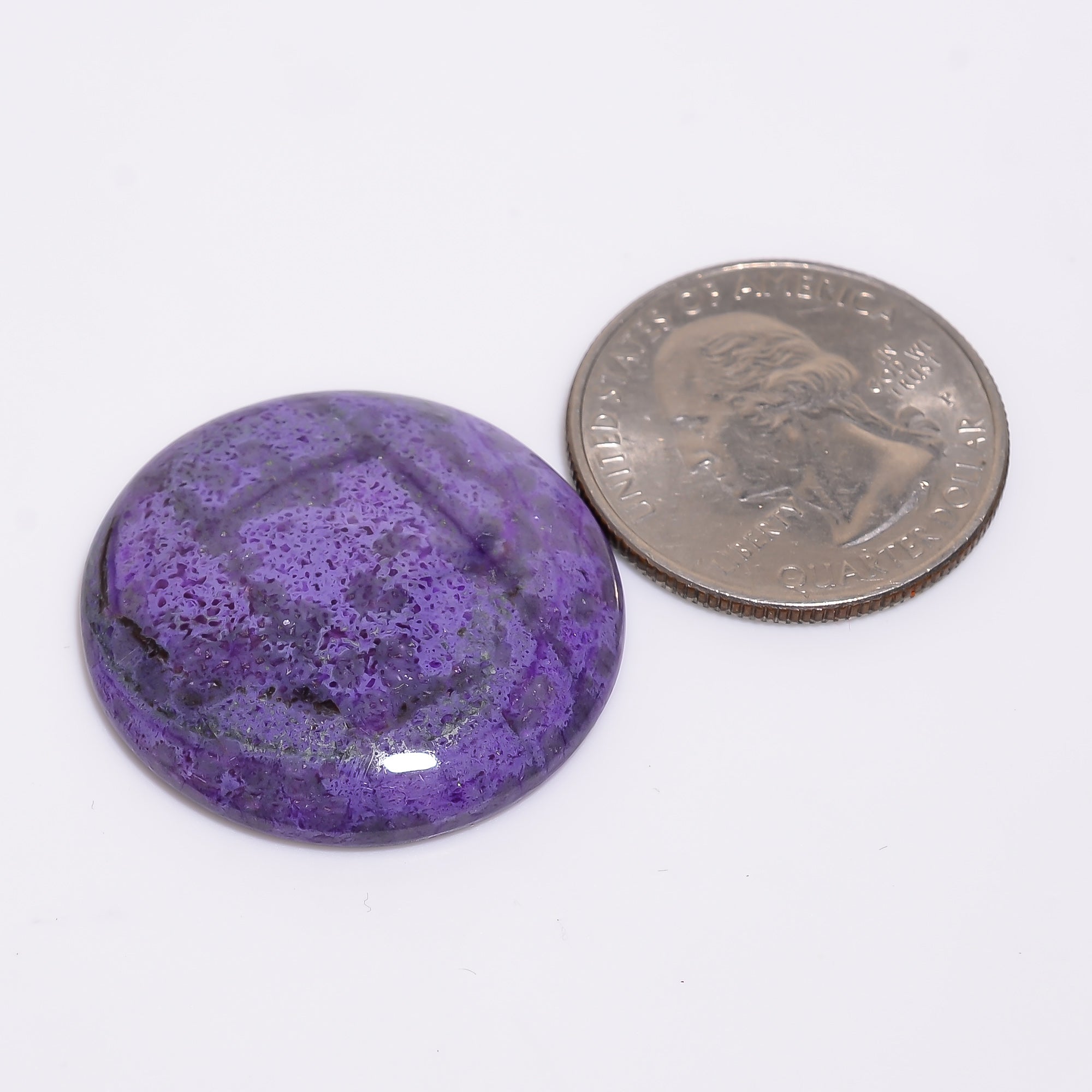 Sugilite Round Shape Cabochon Loose Gemstone For Making Jewelry 34.5 Ct. 28X28X5 mm Y-9320