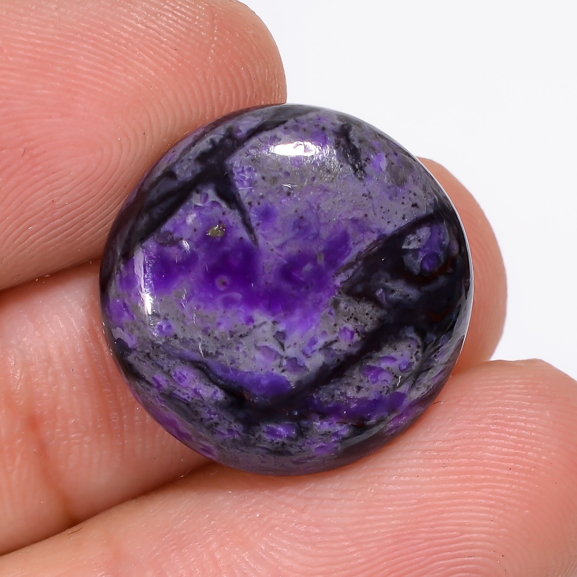 Sugilite Round Shape Cabochon Loose Gemstone For Making Jewelry 14 Ct. 18X18X4 mm Y-9332
