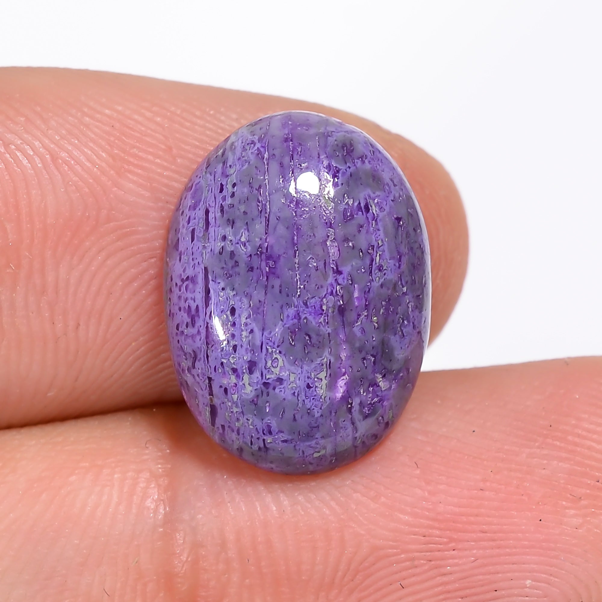 Sugilite Oval Shape Cabochon Loose Gemstone For Making Jewelry 6.5 Ct. 15X11X4 mm Y-9342