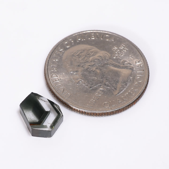 Green Phantom Quartz Fancy Shape Slice Loose Gemstone For Making Jewelry 2.5 Ct. 9X8X3 mm Y-9347