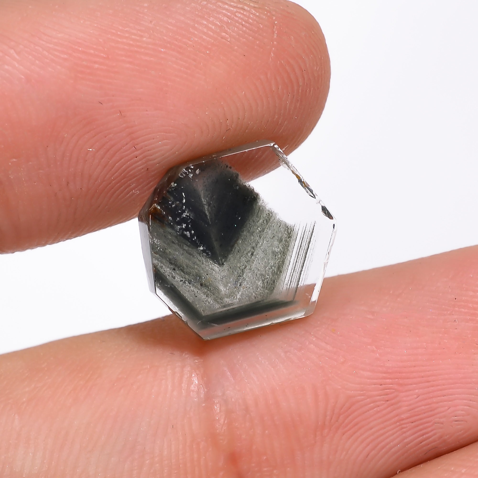 Green Phantom Quartz Fancy Shape Slice Loose Gemstone For Making Jewelry 4 Ct. 12X11X3 mm Y-9349