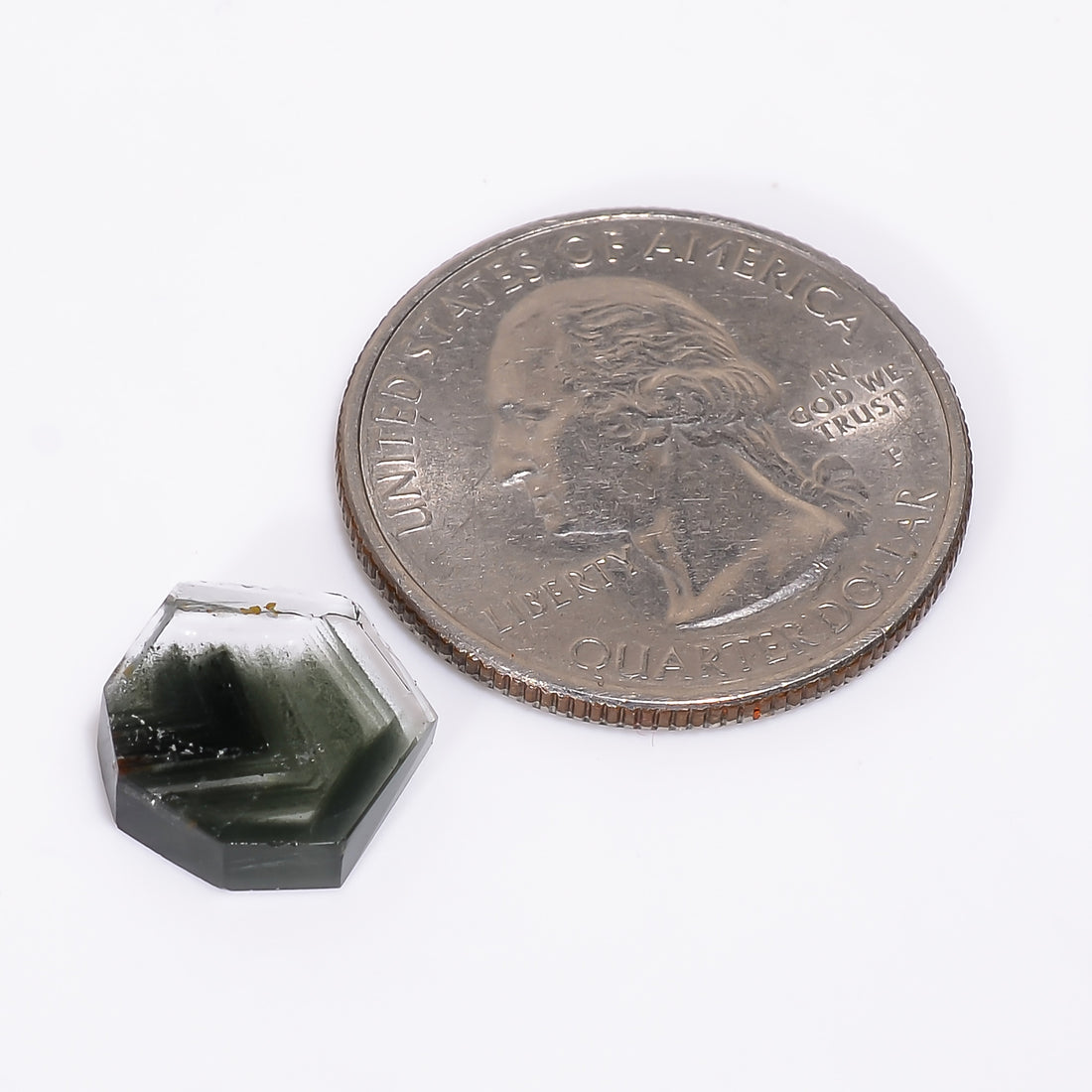 Green Phantom Quartz Fancy Shape Slice Loose Gemstone For Making Jewelry 4 Ct. 12X11X3 mm Y-9349