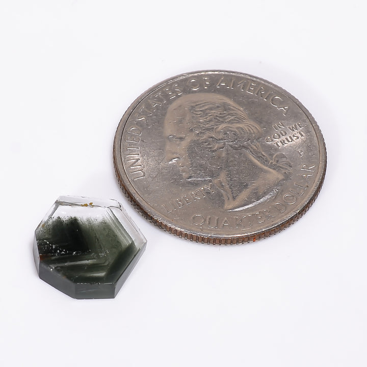 Green Phantom Quartz Fancy Shape Slice Loose Gemstone For Making Jewelry 4 Ct. 12X11X3 mm Y-9349