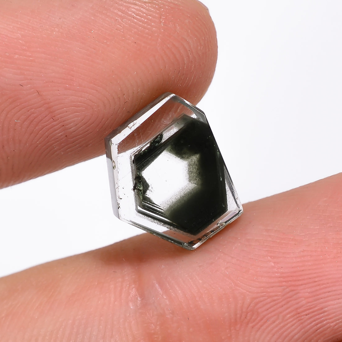 Green Phantom Quartz Fancy Shape Slice Loose Gemstone For Making Jewelry 3.5 Ct. 11X9X3 mm Y-9350