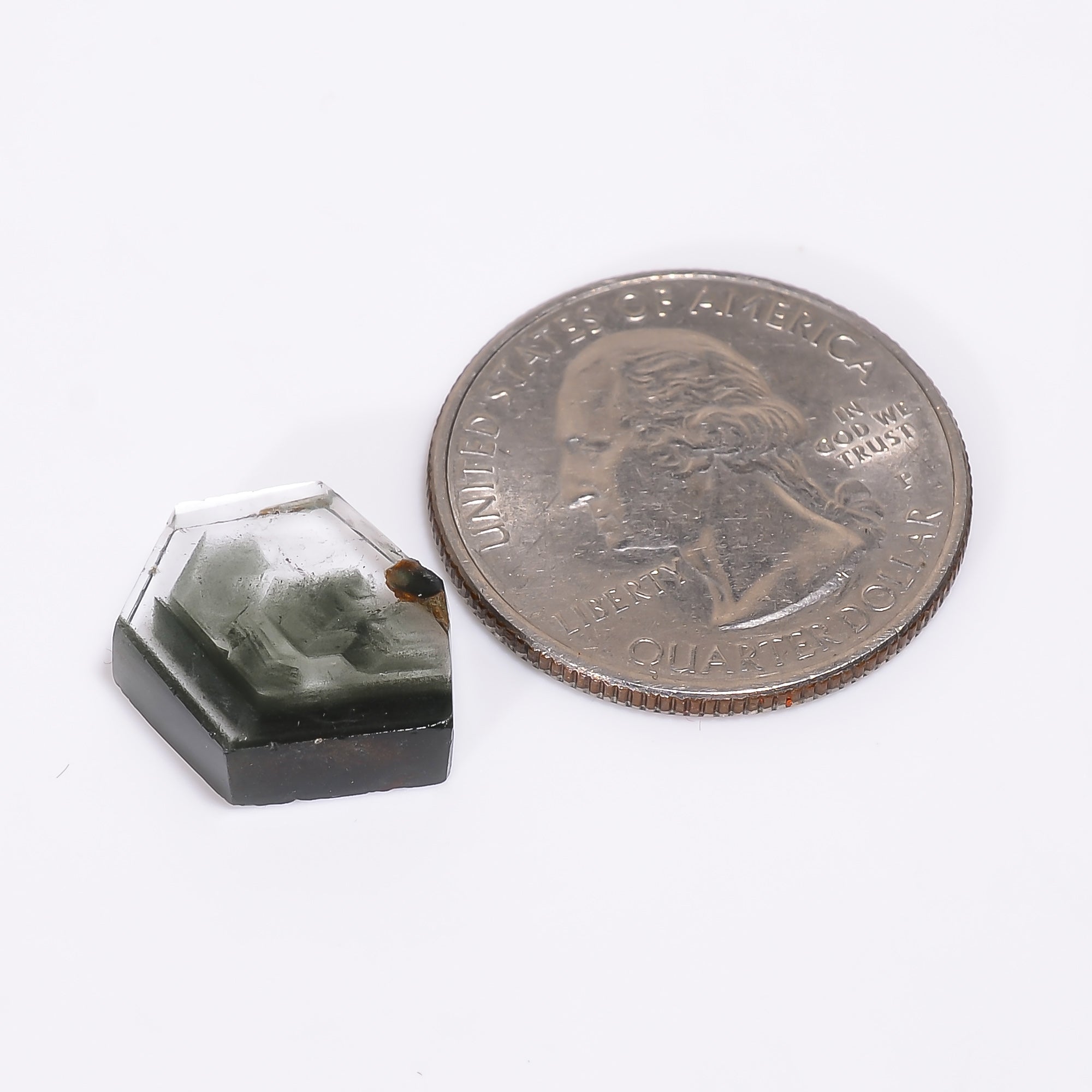 Green Phantom Quartz Fancy Shape Slice Loose Gemstone For Making Jewelry 8.5 Ct. 16X13X4 mm Y-9351