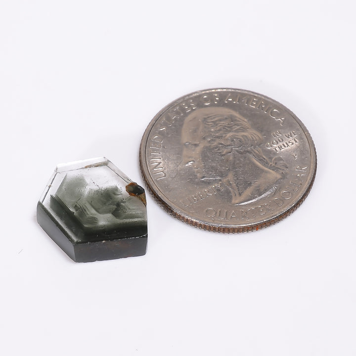 Green Phantom Quartz Fancy Shape Slice Loose Gemstone For Making Jewelry 8.5 Ct. 16X13X4 mm Y-9351