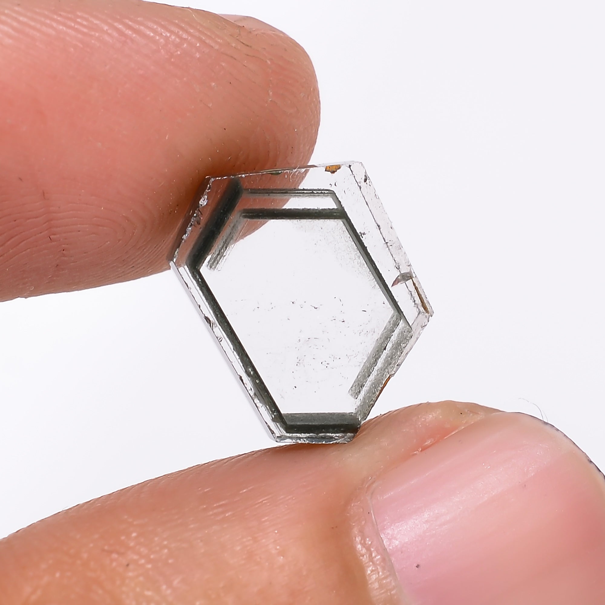 Green Phantom Quartz Fancy Shape Slice Loose Gemstone For Making Jewelry 4 Ct. 12X9X4 mm Y-9352