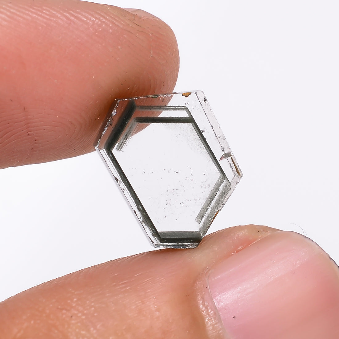 Green Phantom Quartz Fancy Shape Slice Loose Gemstone For Making Jewelry 4 Ct. 12X9X4 mm Y-9352